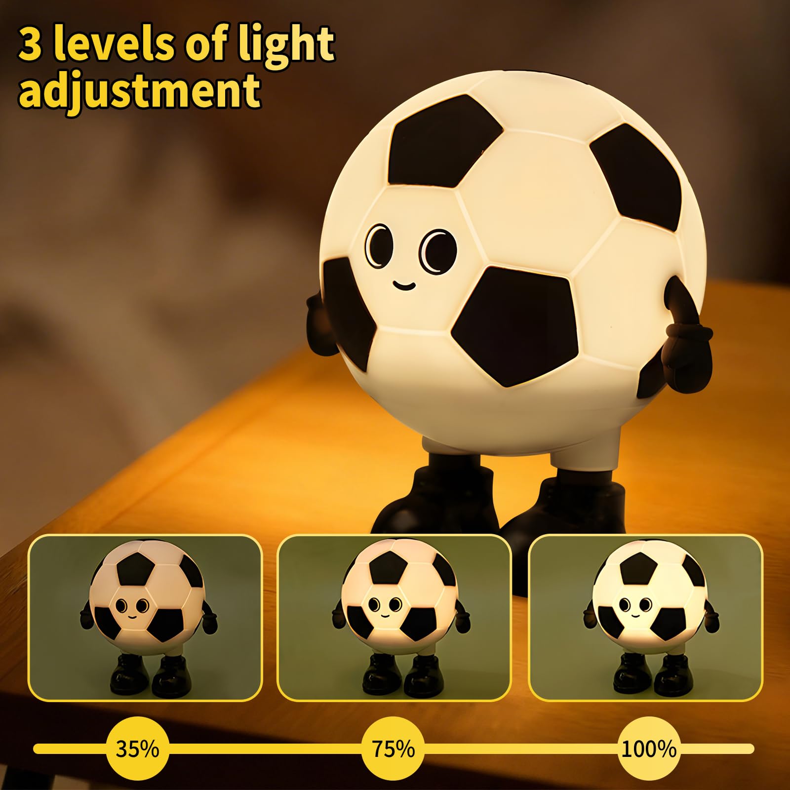 Hpydiy Cute Soccer Ball Fun Night Light - Dimmable Rgb Touch Control Lamp  Usb-C Rechargeable  Stress Relief Toy For Sports Fans  Home Decor And Gift