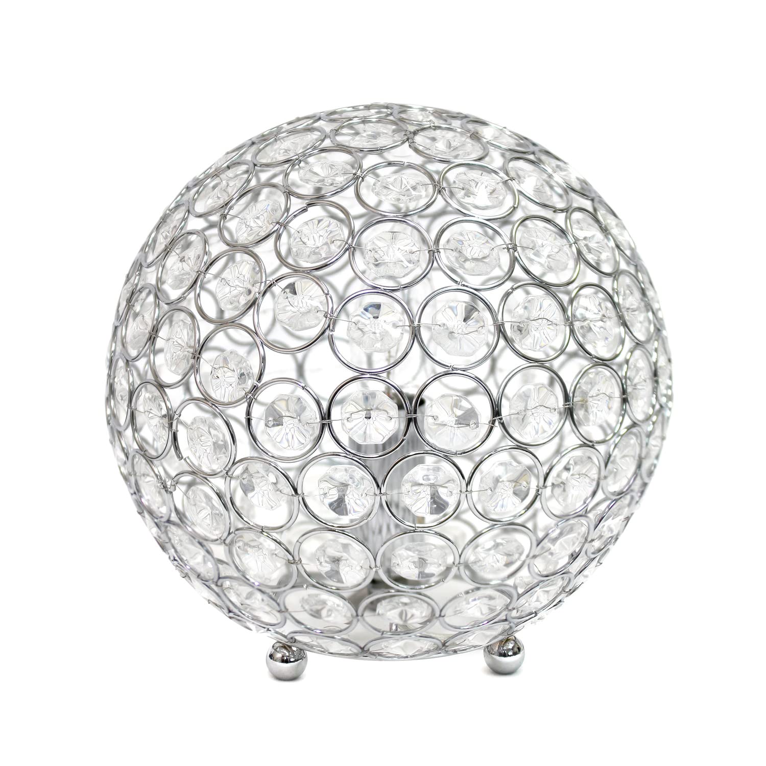 LALIA HOME Elipse Table Lamp, 8in Contemporary Metal Crystal Sphere, Chrome, Model 1270-LHT-3009-CH