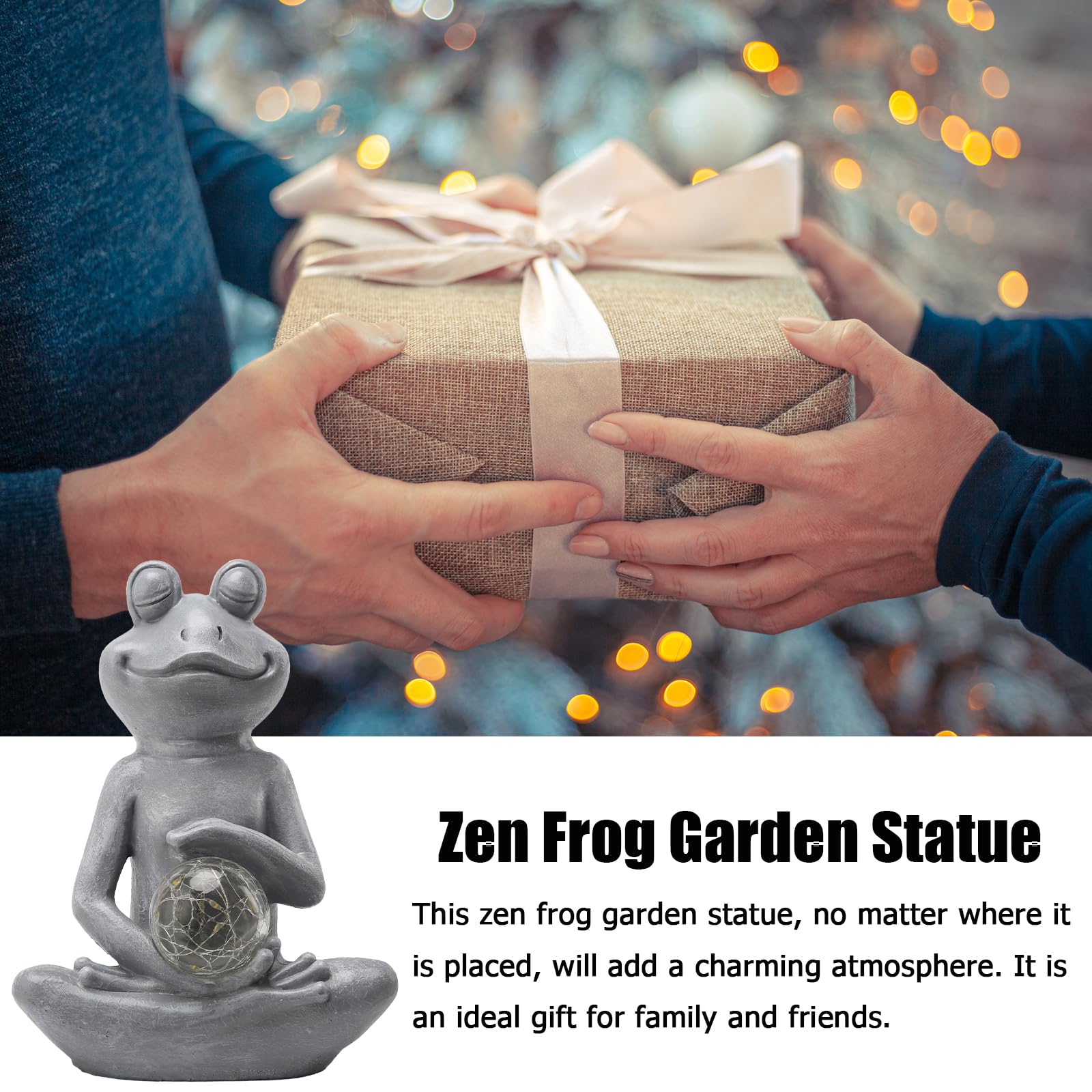 Halp·Ssfm Solar Frog Garden Statues Meditating Yoga Frog Statue Housewarming Gifts For Women/Mom Zen Garden Frog Figurines For Lawn Patio Yard Porch Garden Decor Frog Decorations Gift Ideas