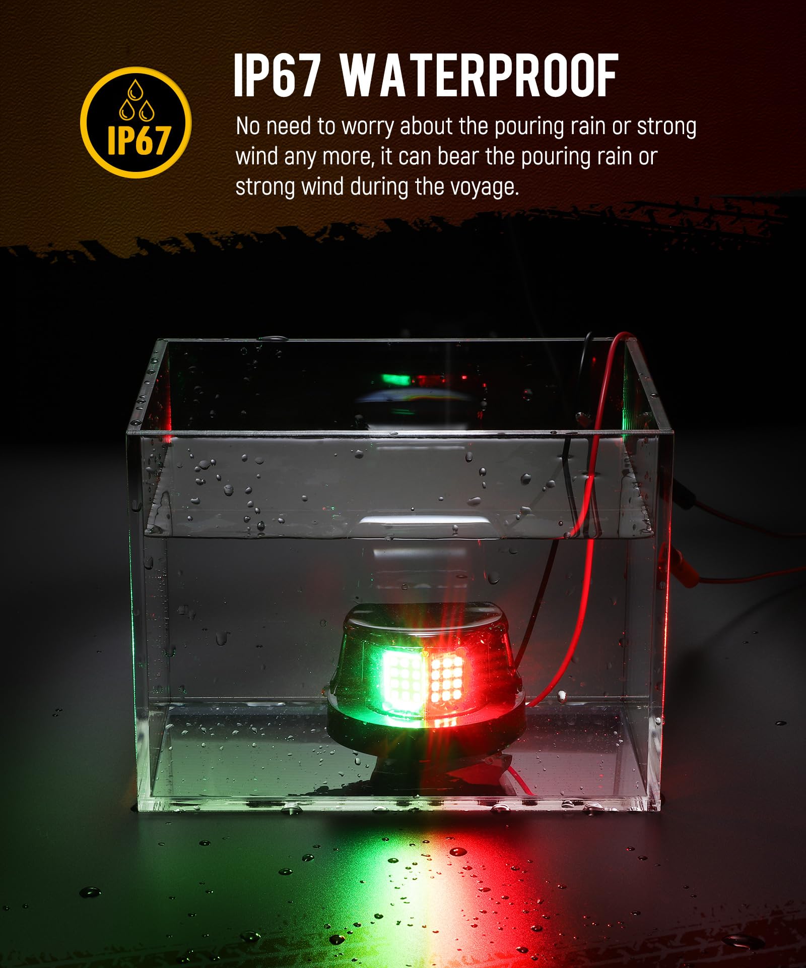Partsam Marine Boat Bow Lights, 24 LED Red and Green Navigation Light, for Pontoon Yacht Skiff, Green