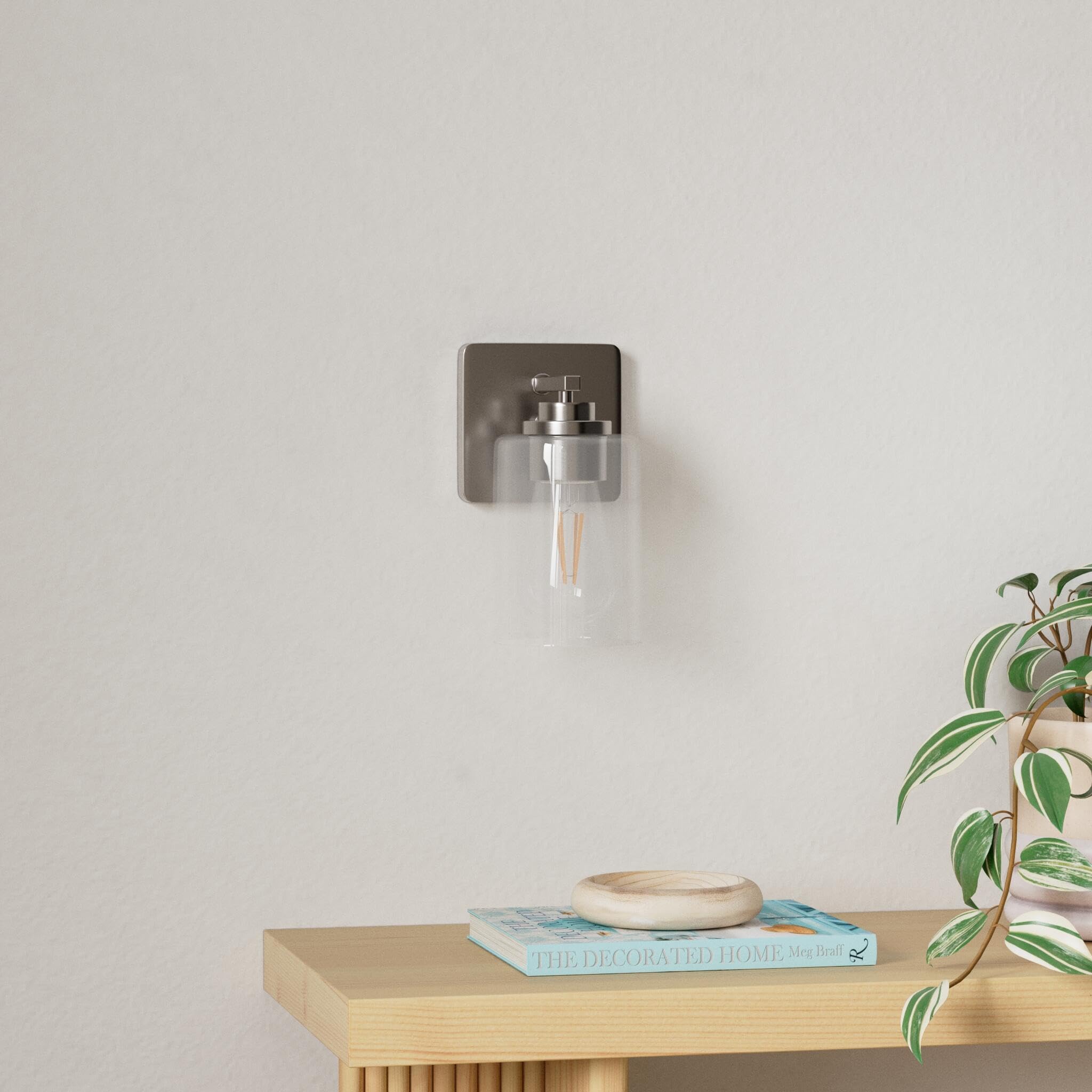 Set Of 2 Wall Sconces For Bathroom, Brushed Nickel Vanity Light Fixtures, Modern Wall Mount Lighting Lanterns, Farmhouse Wall La