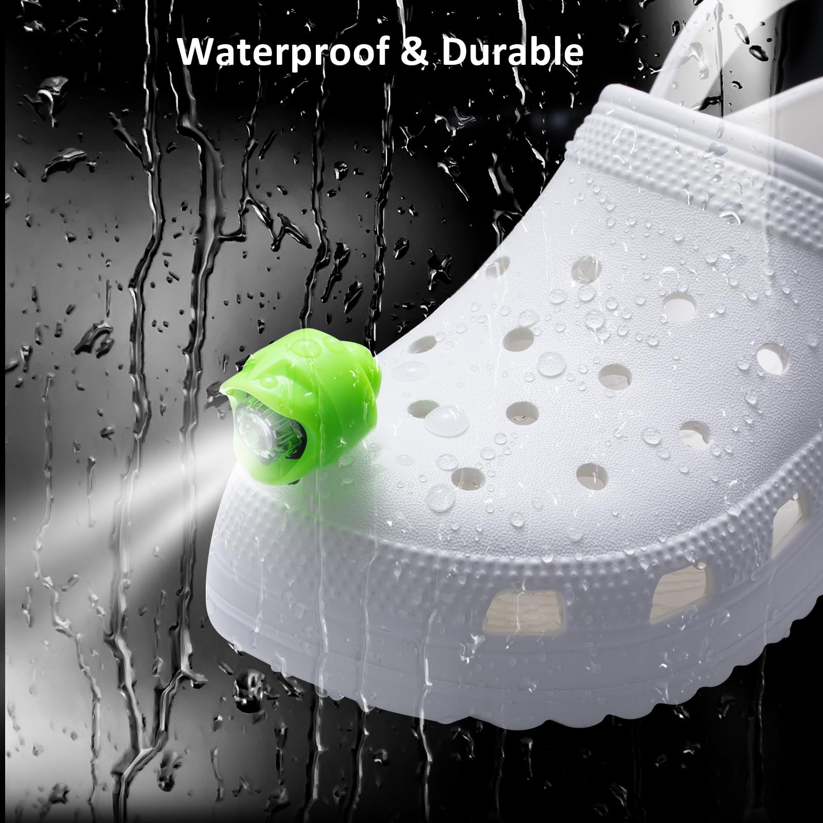 RAHAN Rechargeable Headlights - 2pcs LED Flashlights for Shoe Charm, 3 Light Modes, Green, Plastic, Model: Headlights-Green