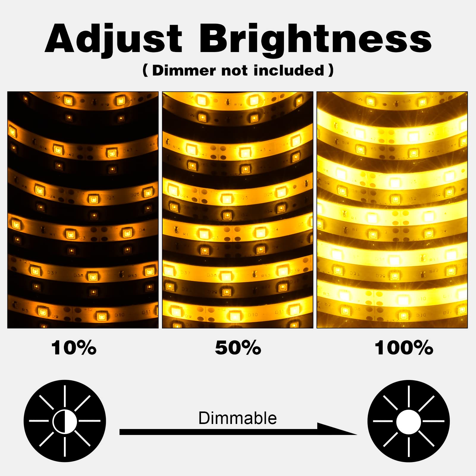 iNextStation 12V LED Light Strip Waterproof 16.4ft 300 SMD 2835 Yellow