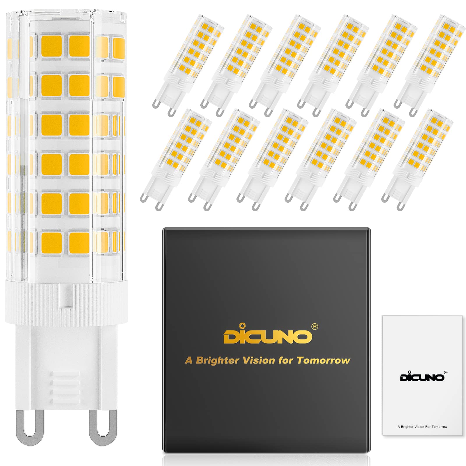 DiCUNO G9 LED Bulb, Ceramic Base Light Bulb 6W (60W Halogen Equivalent), 550LM, Warm White 3000K, Non-Dimmable Replacement for H