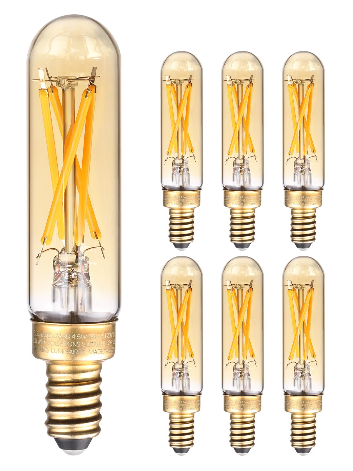 TORCHSTAR T6 LED Bulb, Dimmable Tubular Light Bulb, E12 Candelabra Bulb, UL Listed, Edison Filament Light Bulbs for Chandelier, 