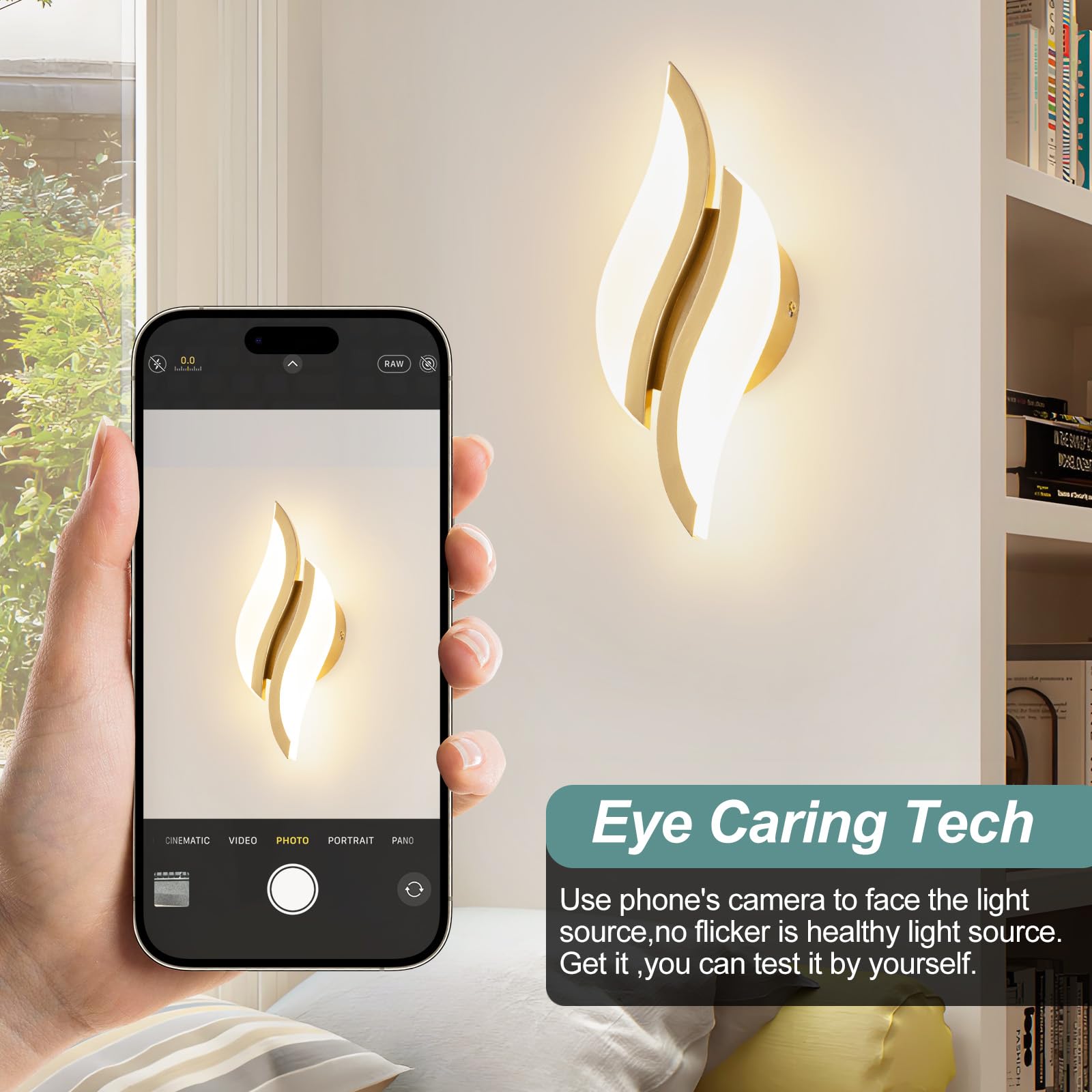 CANEOE Modern LED Wall Sconce, 6000K Cold White, Acrylic, Gold, 1 Pack, Model WL-YZ-C, Ideal for Living Room, Bedroom, Bathroom, Hallway