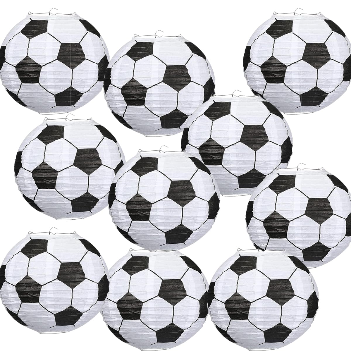 10 Pcs 8 Inch Soccer Paper Lanterns Sport Soccer Themed Birthday Party Decorations Supplies Ceiling Hanging Soccer Ball Decorati