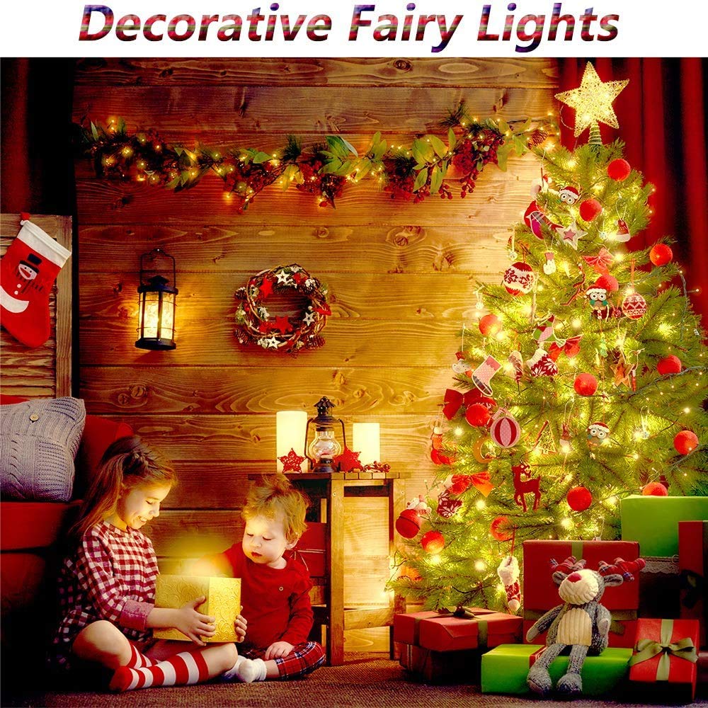 ZAECANY LED String Lights 300 LEDs Dimmable 99ft Copper Warm White with Remote Control