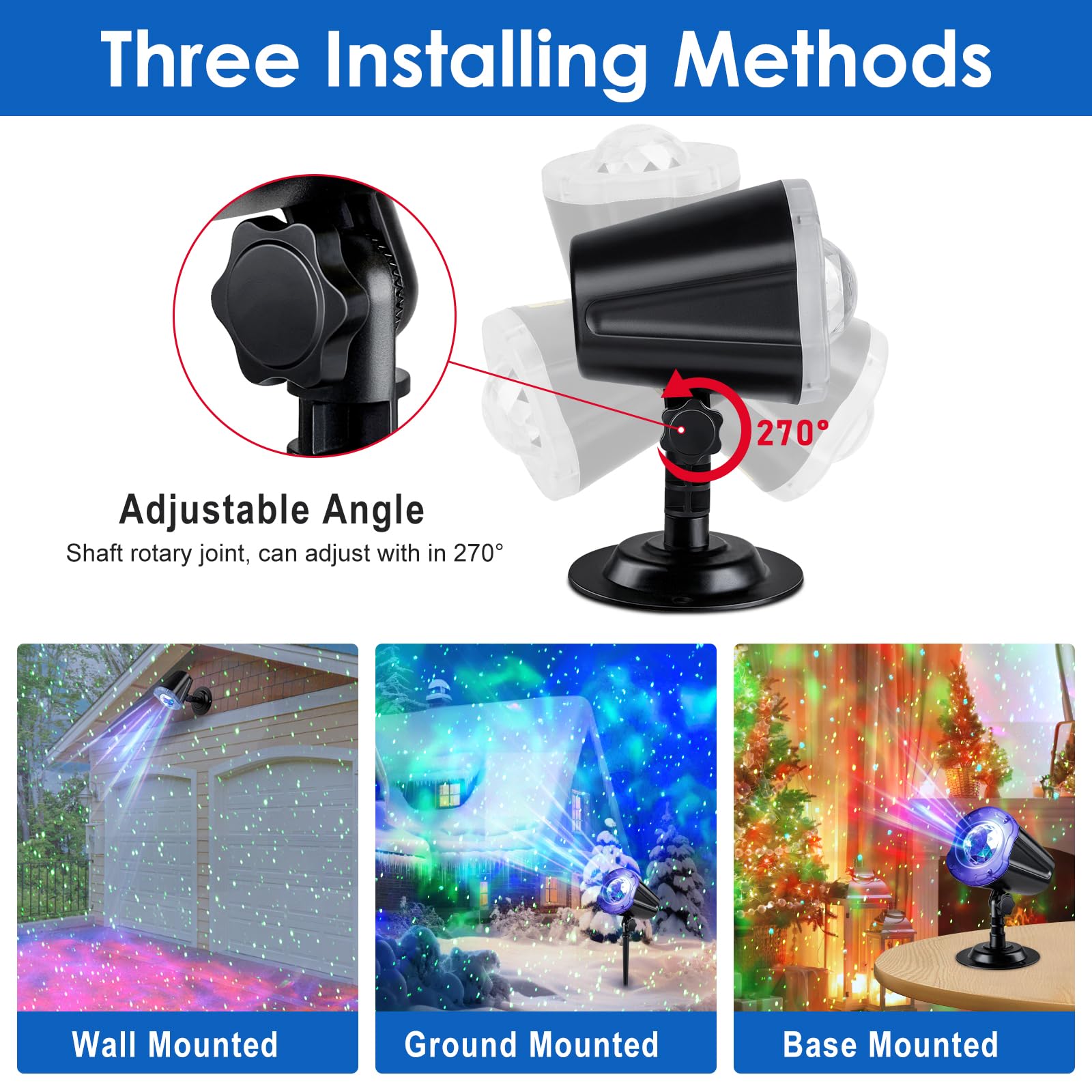 Laser Wave Projector Outdoor, Starry Sky & RGBW Ocean Wave Light Show with Remote Control, Waterproof IP65, Holiday Decor for Ha