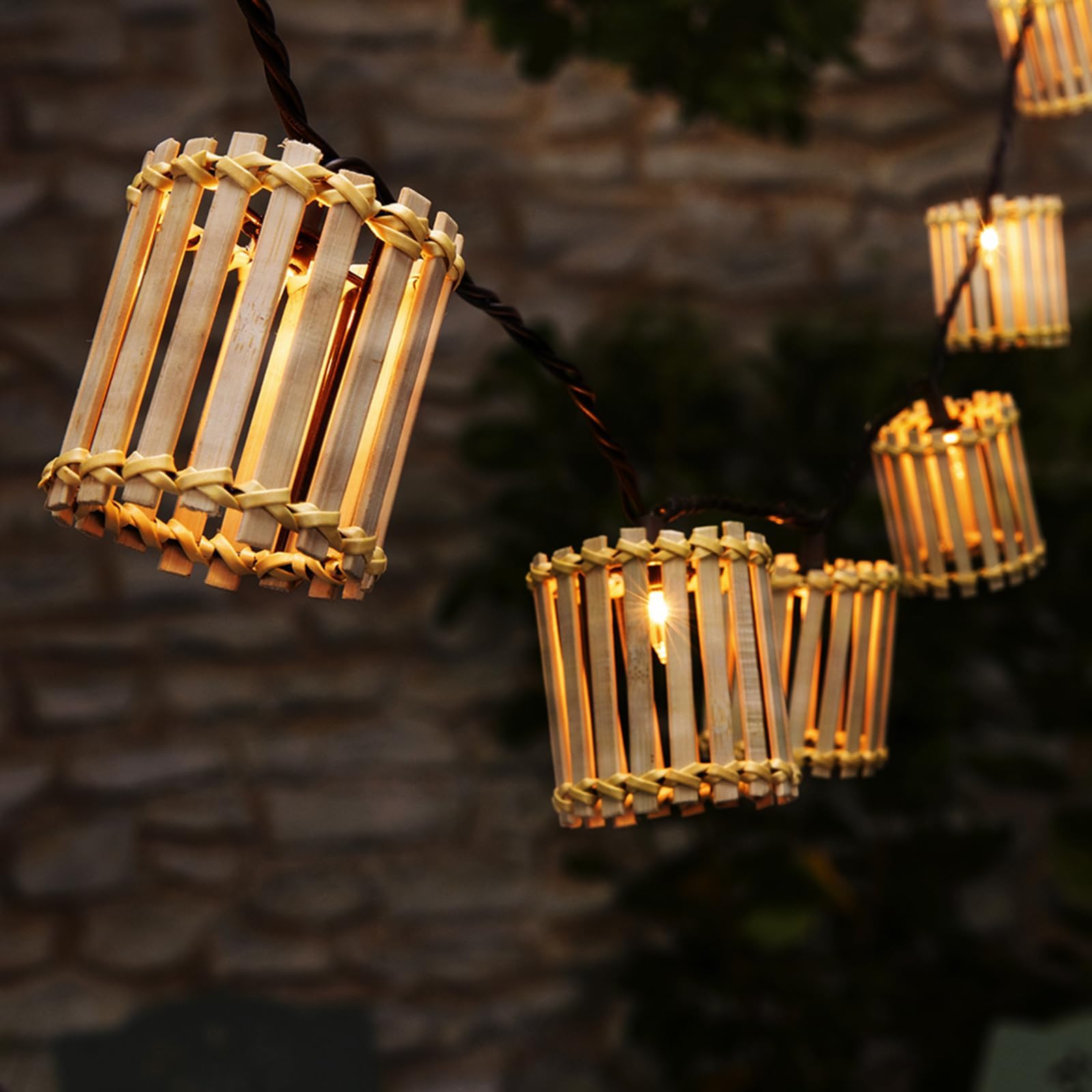 AVAMERY Outdoor-String-Lights-Waterproof, Bamboo Lantern String Lights for Patio, Garden, Porch, Balcony, Gazebo Decorative (Bam