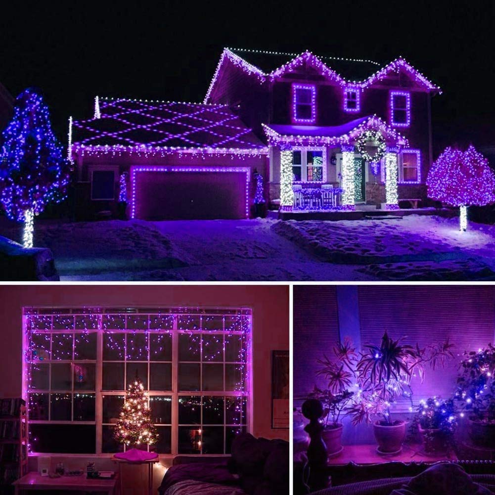 HOME LIGHTING 66ft Mini Lights, 200 LED Fairy String Lights, 8 Lighting Modes, Purple, Model HB-200COI, Indoor Outdoor Decoration
