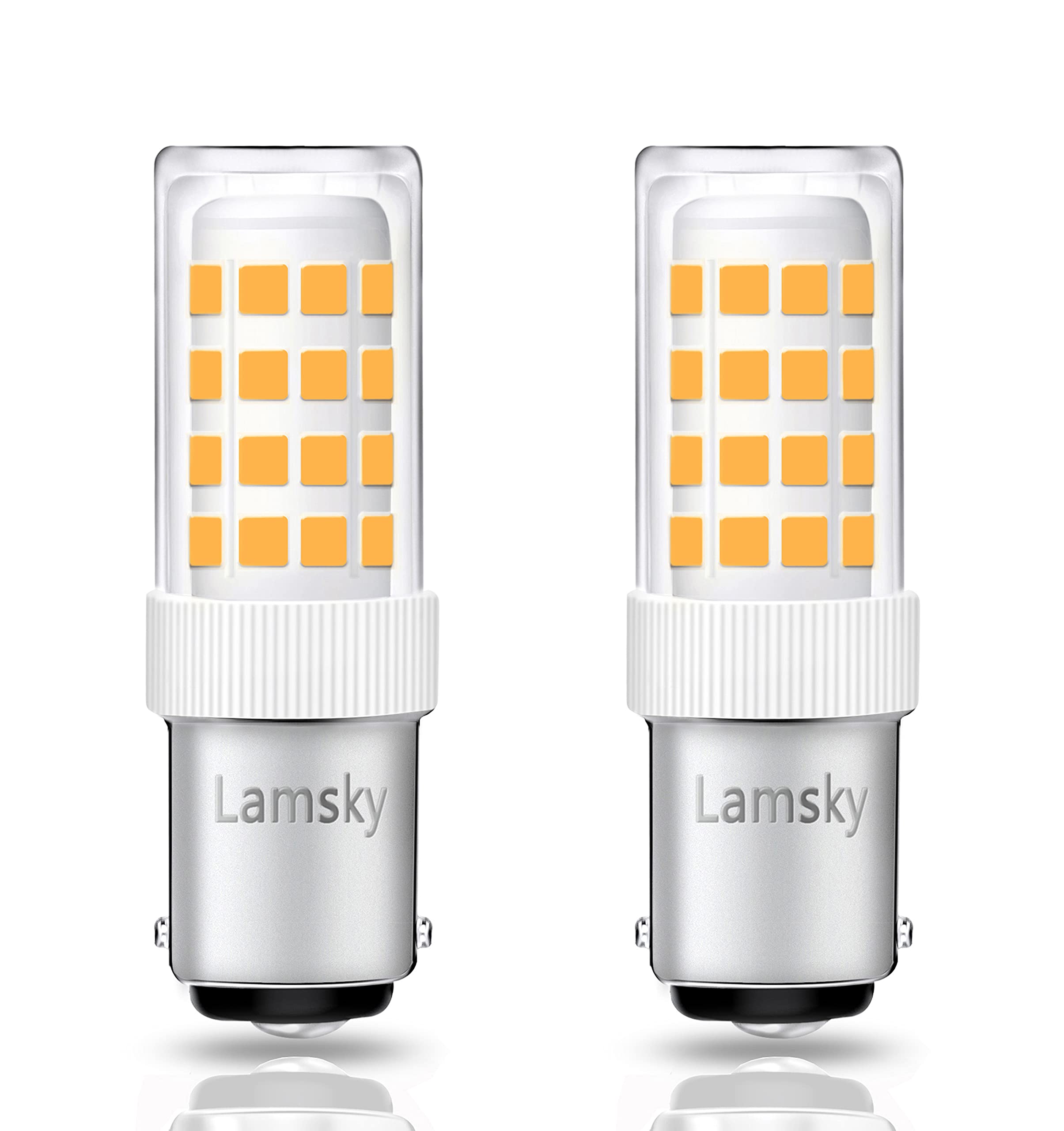 Lamsky Led Ba15D Double Contact Bayonet Base 120 Volts 4W Led Light Bulb,T3/T4/C7/S6,Warm White 2700K,Led 40W Halogen Replacemen