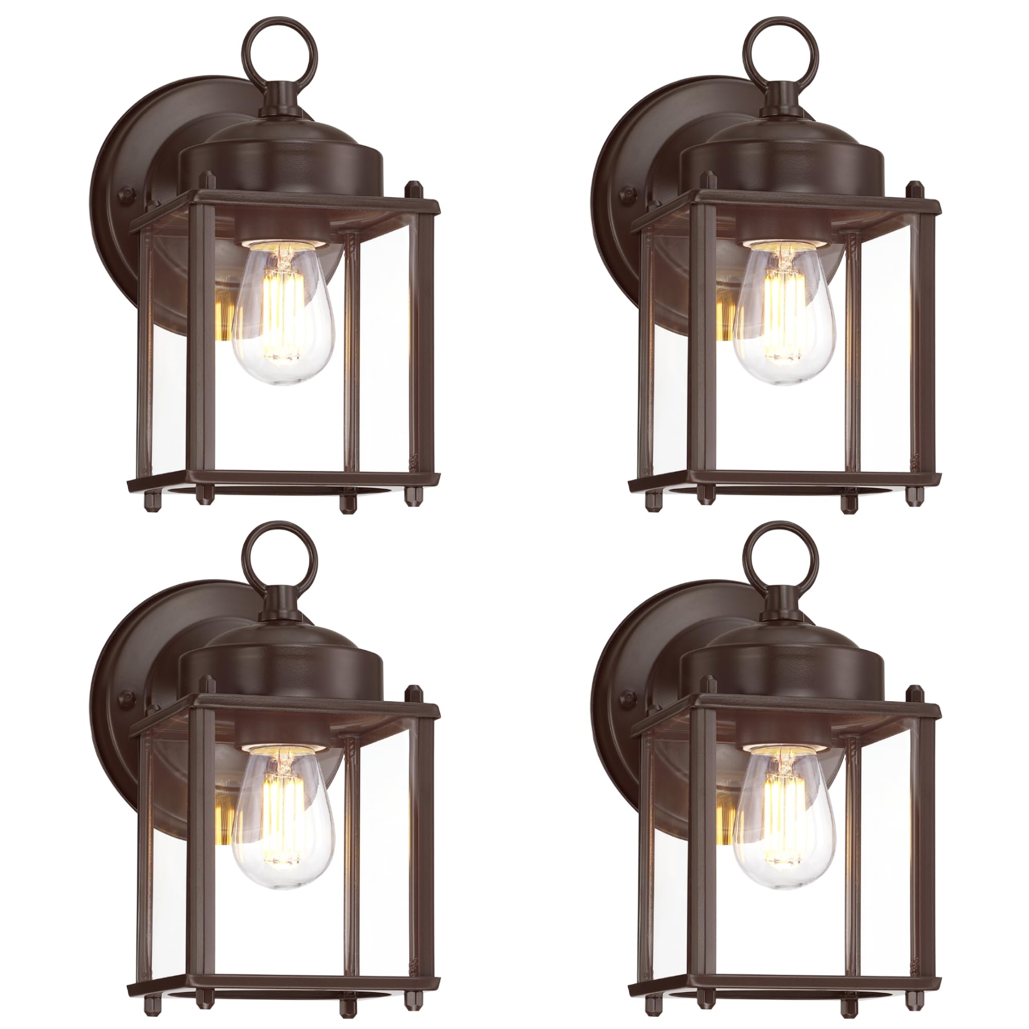 GRUENLICH Outdoor Wall Sconce, Bronze, Metal, 8 Inch, 4 Pack, Clear Glass Lighting Fixtures for Porch and Patio