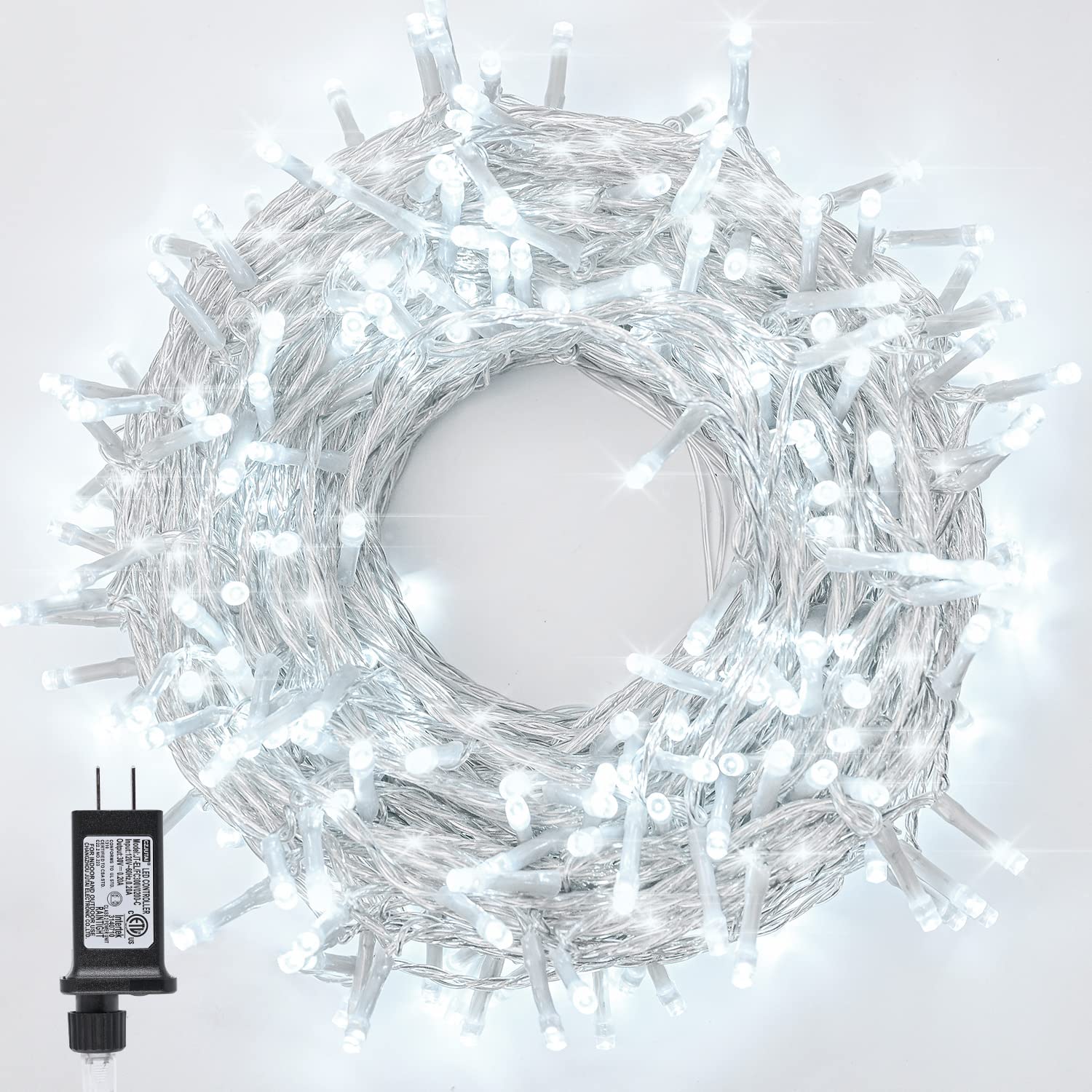 Zhouduidui Outdoor Christmas String Lights, 800Led 330Ft White Fairy Lights, 8 Mode Plug In Waterproof Indoor Outdoor Decor Ligh