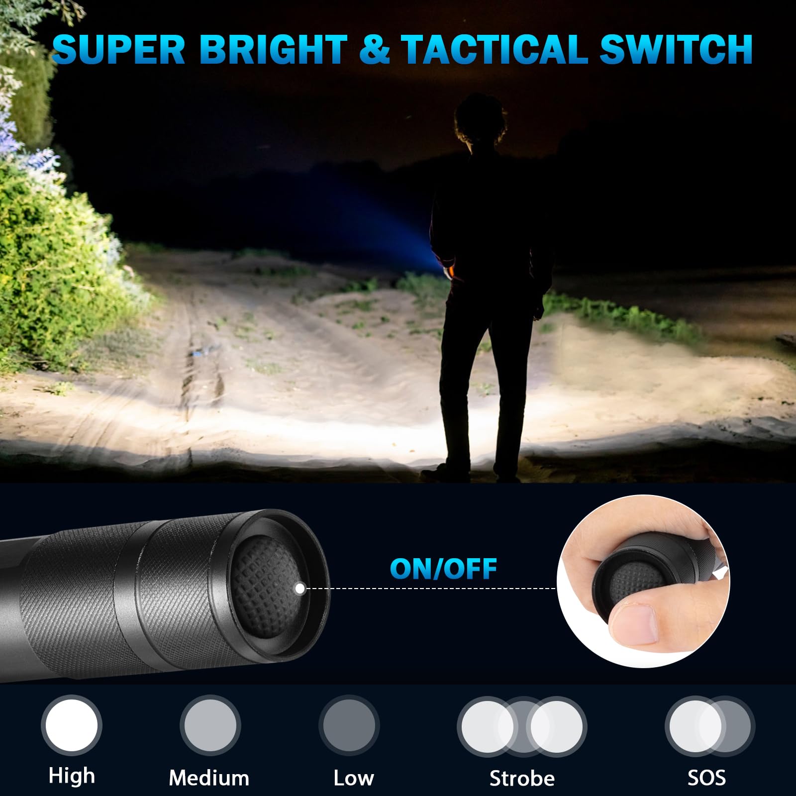 Staaricc 12Pack Handheld LED Flashlights, High Lumens, 5-Mode, Adjustable, Aluminum, Black - Perfect for Camping & Emergencies