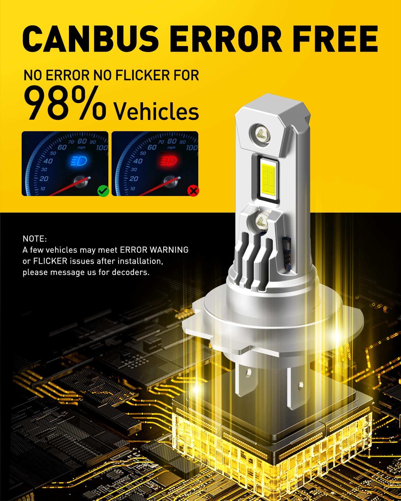 Auxito Upgradedh7 Led Bulbs, 350% Brighter, 6500K White, 1:1 Mini Size, No Adapter Required, Non-Polarity, All-In-One H7Ll Fog Light Bulb, Plug And Play, Pack Of 2