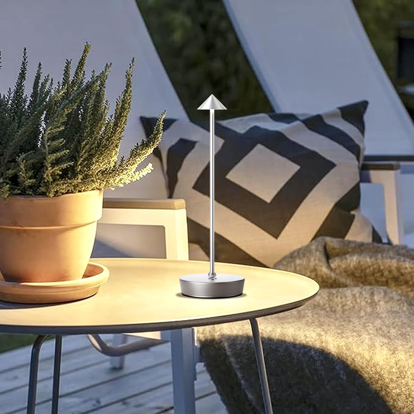 Tpczqj Rechargeable Cordless Table Lamp Set of 2, 6000mAh LED, Touch 3 Color Dimming, 13in H x 4in W x