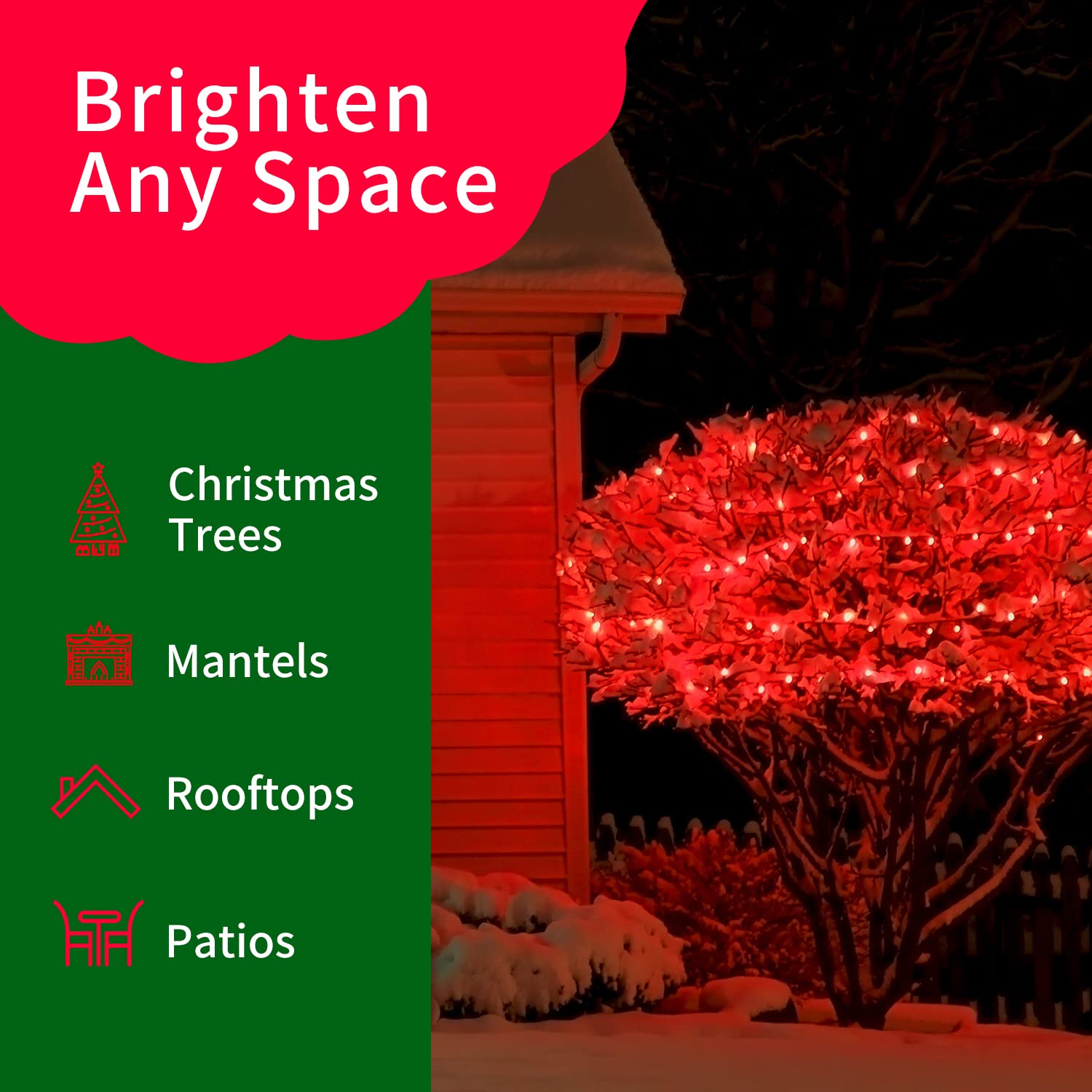 Twinglehome Ultra-Bright Connects End To End Red Christmas Mini Lights 300L 63.8Ft(2Sets-Each 150L)Ul Listed Incandescent Bulb String Light For Indoor Outdoor Holiday Garden Party Christmas Tree Decor
