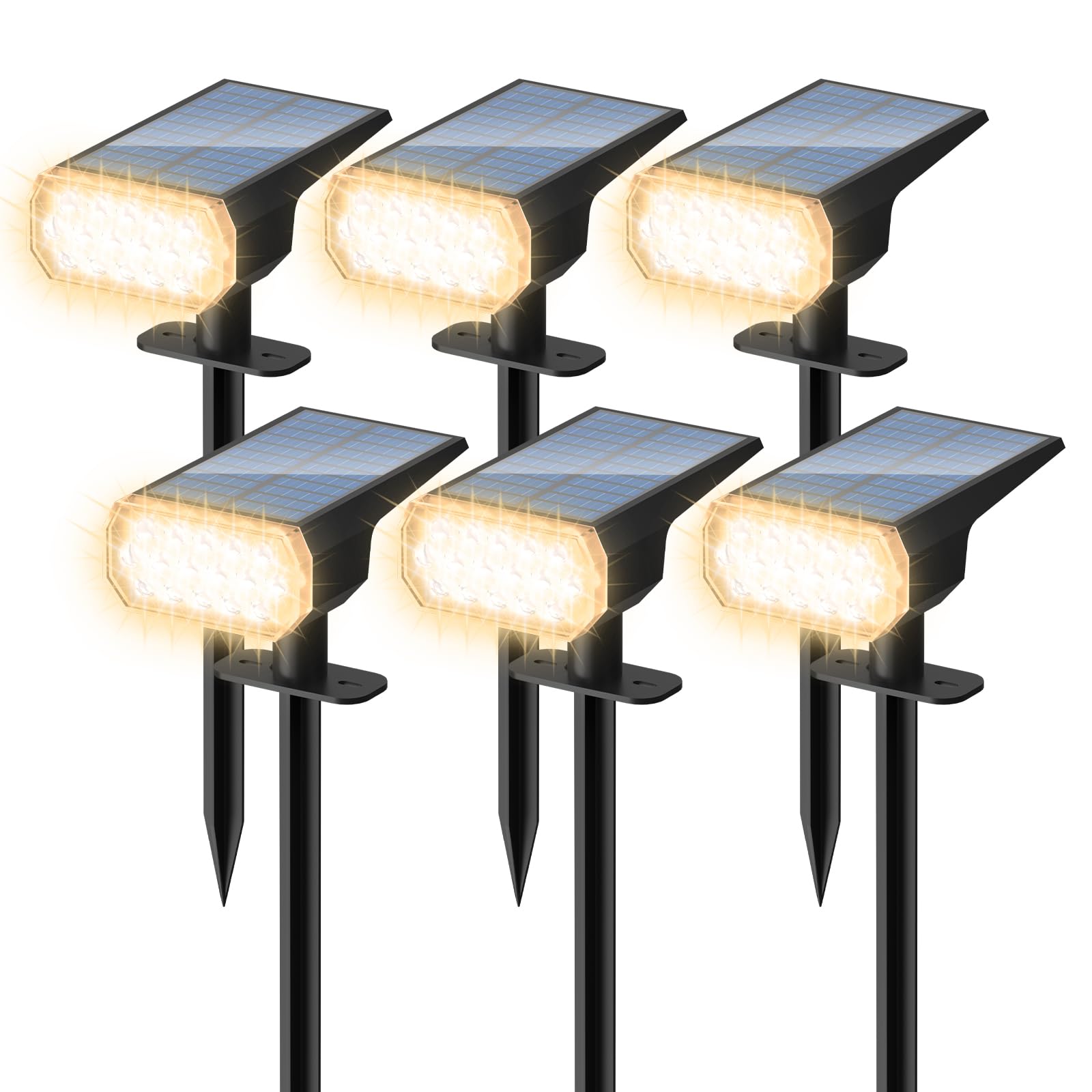 BvenuBigLite Waterproof Solar Lights Outdoor: IP65 Led Spot Light Decorations for Garden - 3 Lighting Modes Solar Powered for Ya