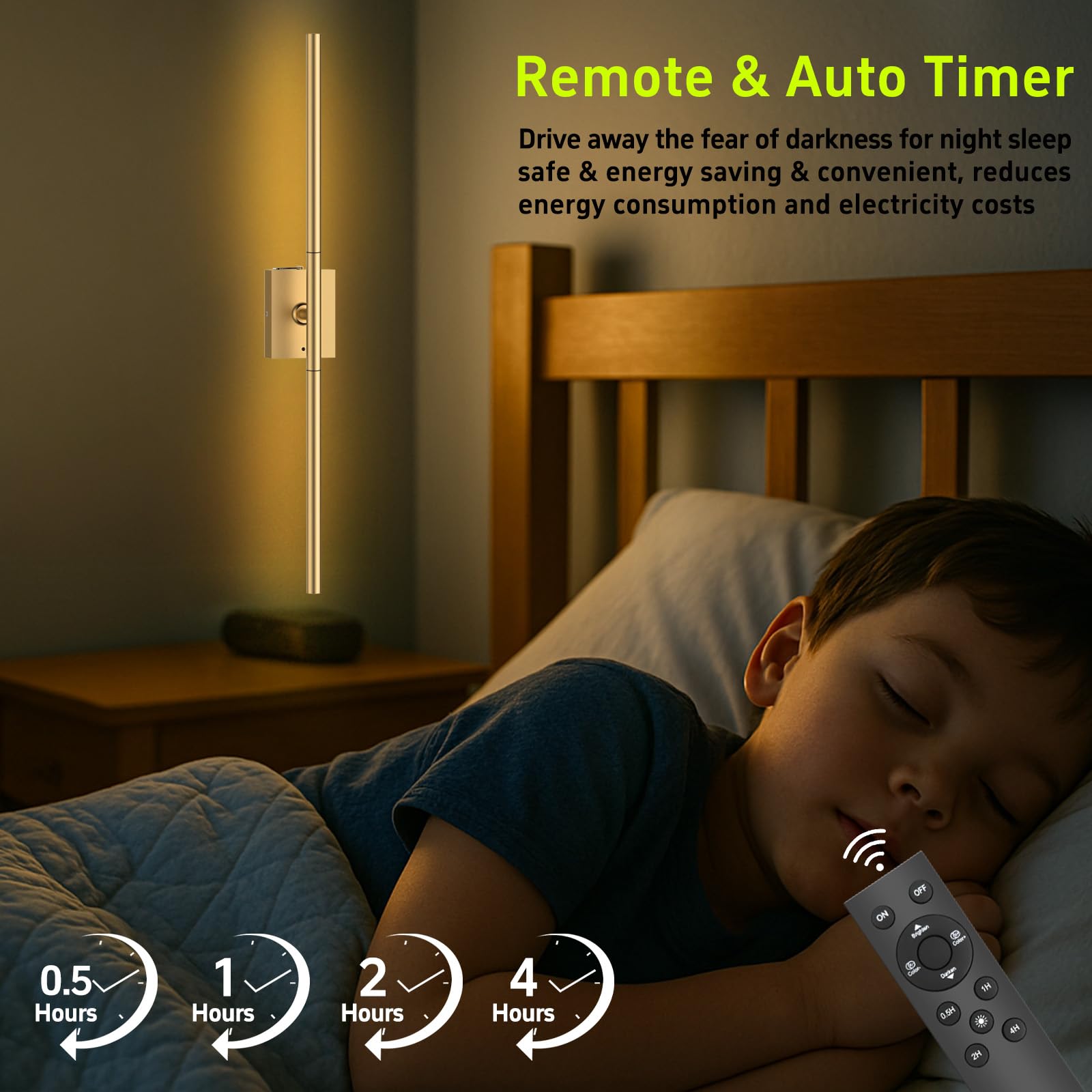 iThird Battery Operated Wall Sconces Set of Two, Dimmable LED Lights, 31.5inch, Gold, Remote Control, Model IT-LP-3272