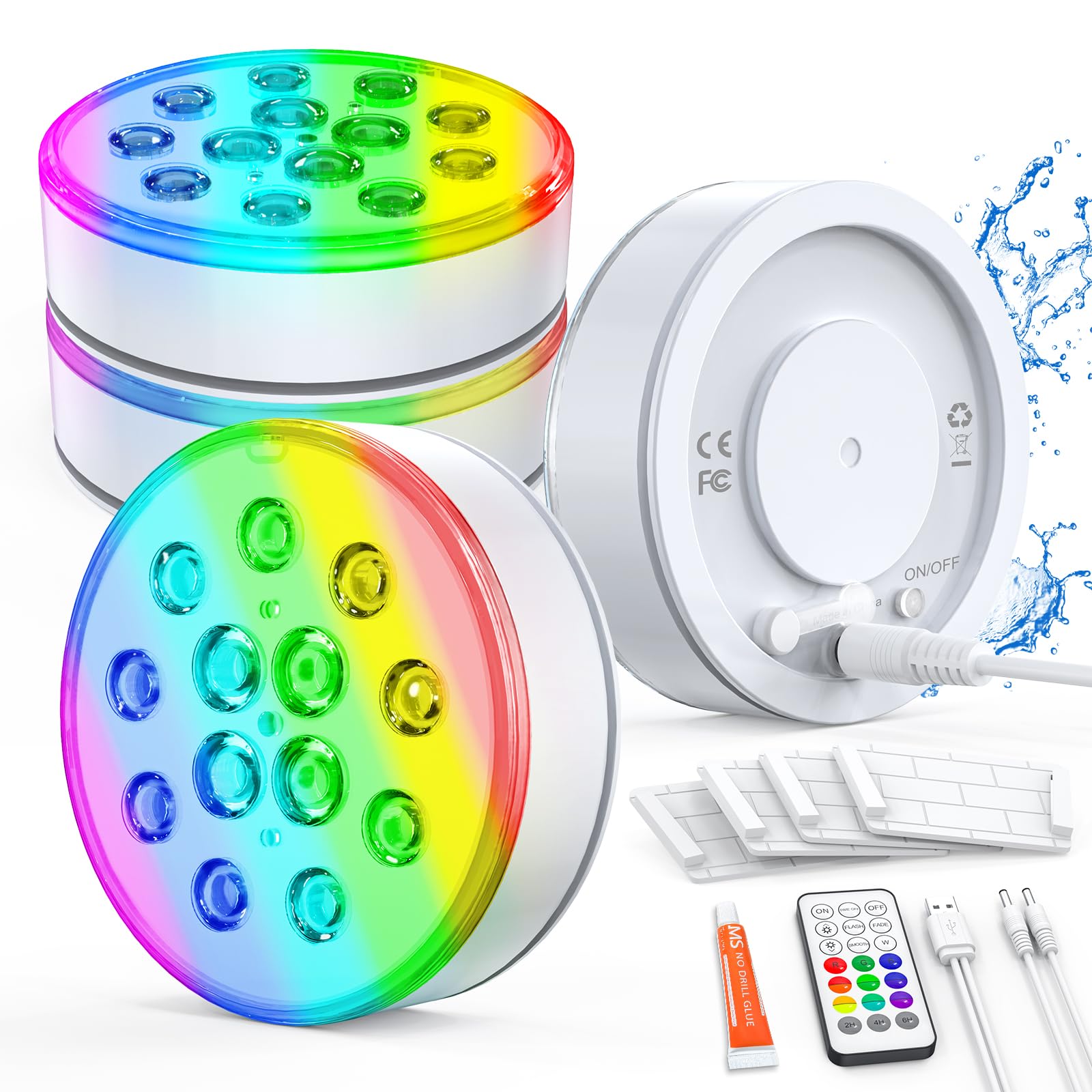 U UZOPI Pool Lights  Upgraded Rechargeable Submersible LED Lights with Remote IP68 Waterproof 16 Colors Hot Tub Underwater Pool Lights for Above Ground Pool  Bath  Party  Vase 4 Pack