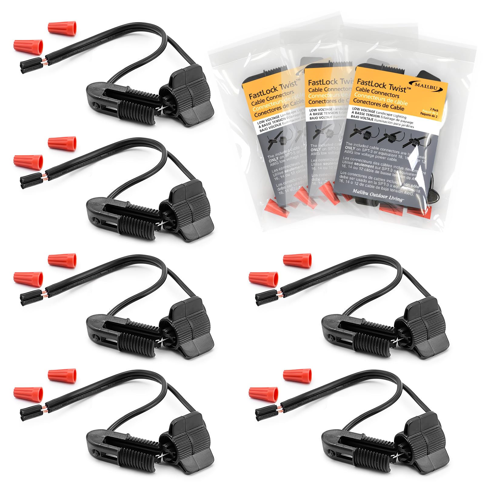 Low Voltage Cable Connector (6 PCS) Fast Lock Twist 12-18 Gauge Wire Connectors for Outdoor Landscape Lighting Spotlights Floodl