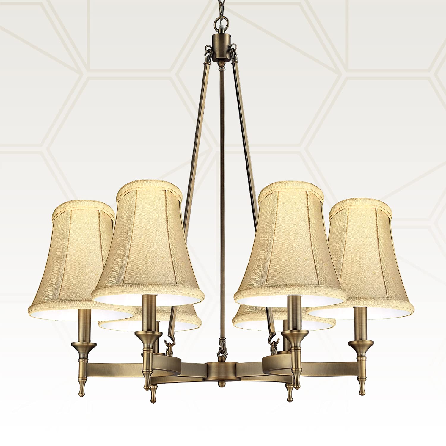 Royal Designs, Inc. True Bell Lamp Shade, Faux Silk, 3.5in x 6in x 6.25in, Antique Gold, Model BSO-704FC-6AGL