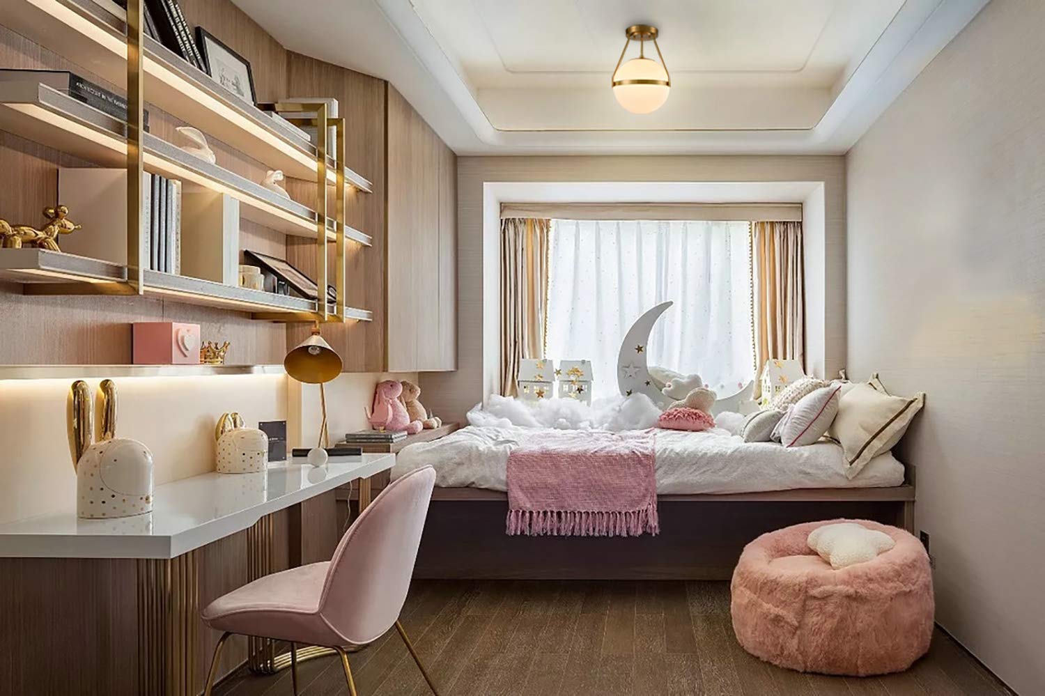 HOLKIRT Semi Flush Mount Ceiling Light, 10 Inch Globe, Brass Finish, White Opal Glass, for Living/Dining Room