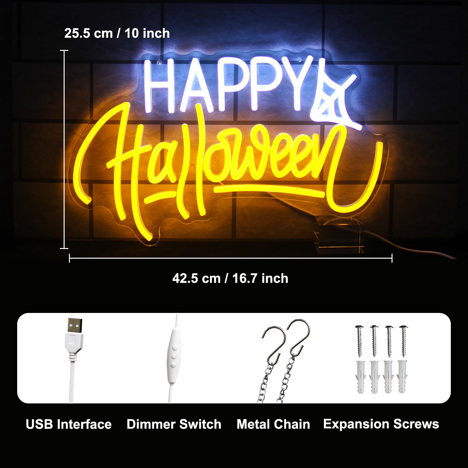 Happy Halloween Neon Sign Led Neon Halloween Lights Spider Web Neon Light Sign Spooky Led Signs For Wall Halloween Gifts Neon Light Up Signs For Halloween House Party Restaurant Decor