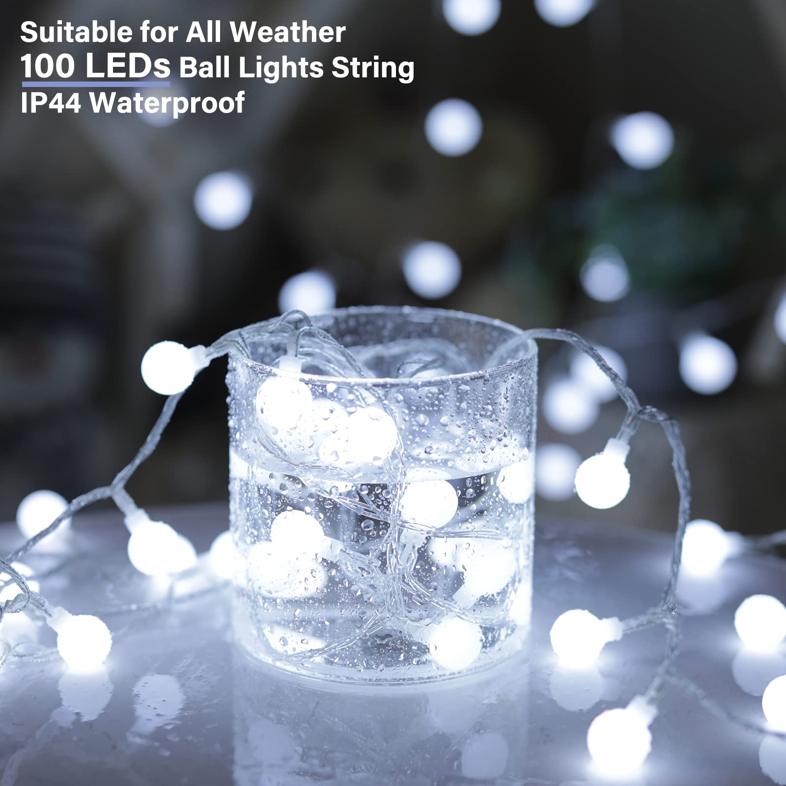 Minetom 66 Feet 200 Led Globe Ball String Lights, Fairy String Lights Plug In With Remote, Waterproof Globe String Lights For Indoor Outdoor Party Wedding Christmas Tree Garden Decoration, Pure White