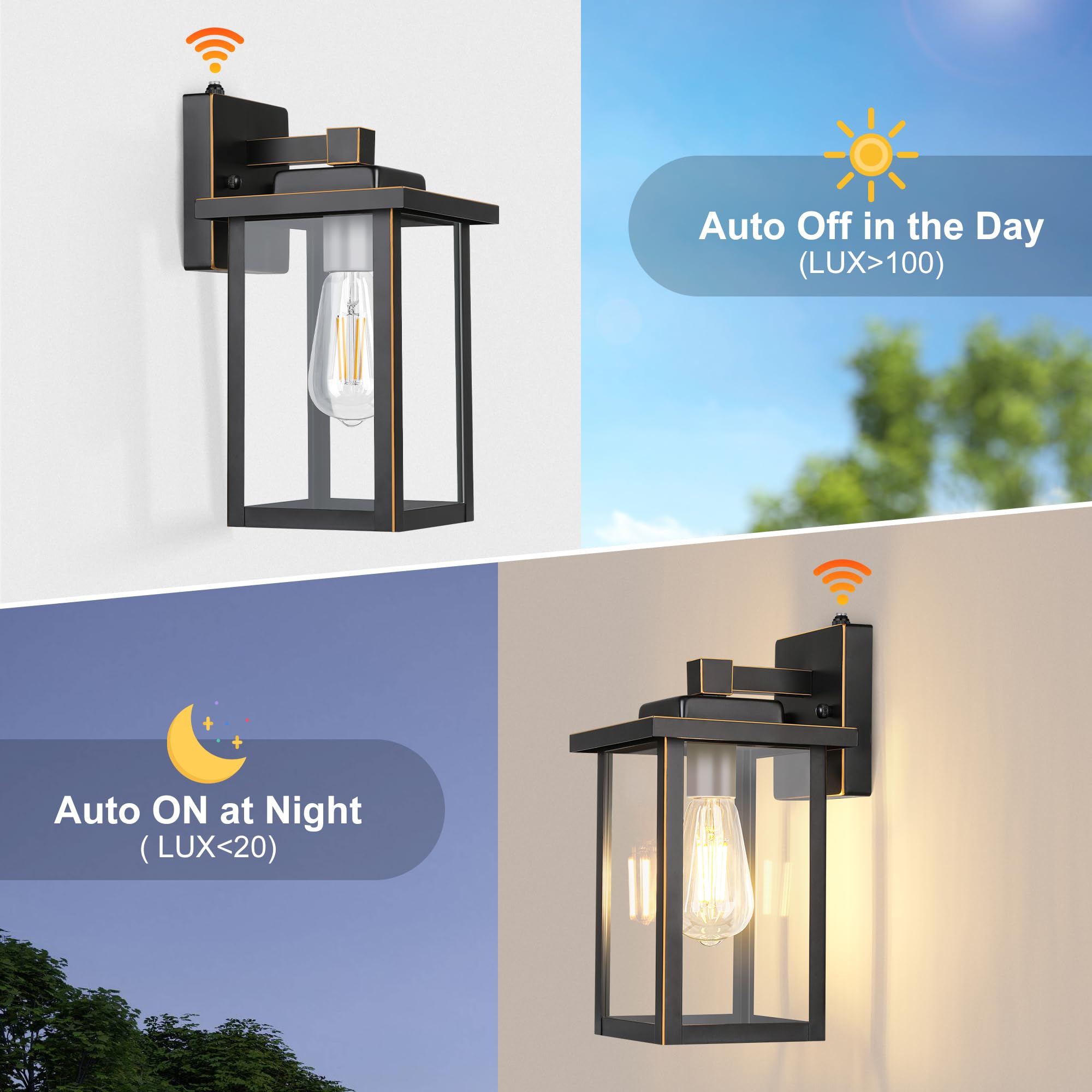 Wihtu Dusk To Dawn Outdoor Wall Sconce Wall Mount, Outdoor Front Porch Light Fixtures For House, Sensor Exterior Wall Lights, Wa