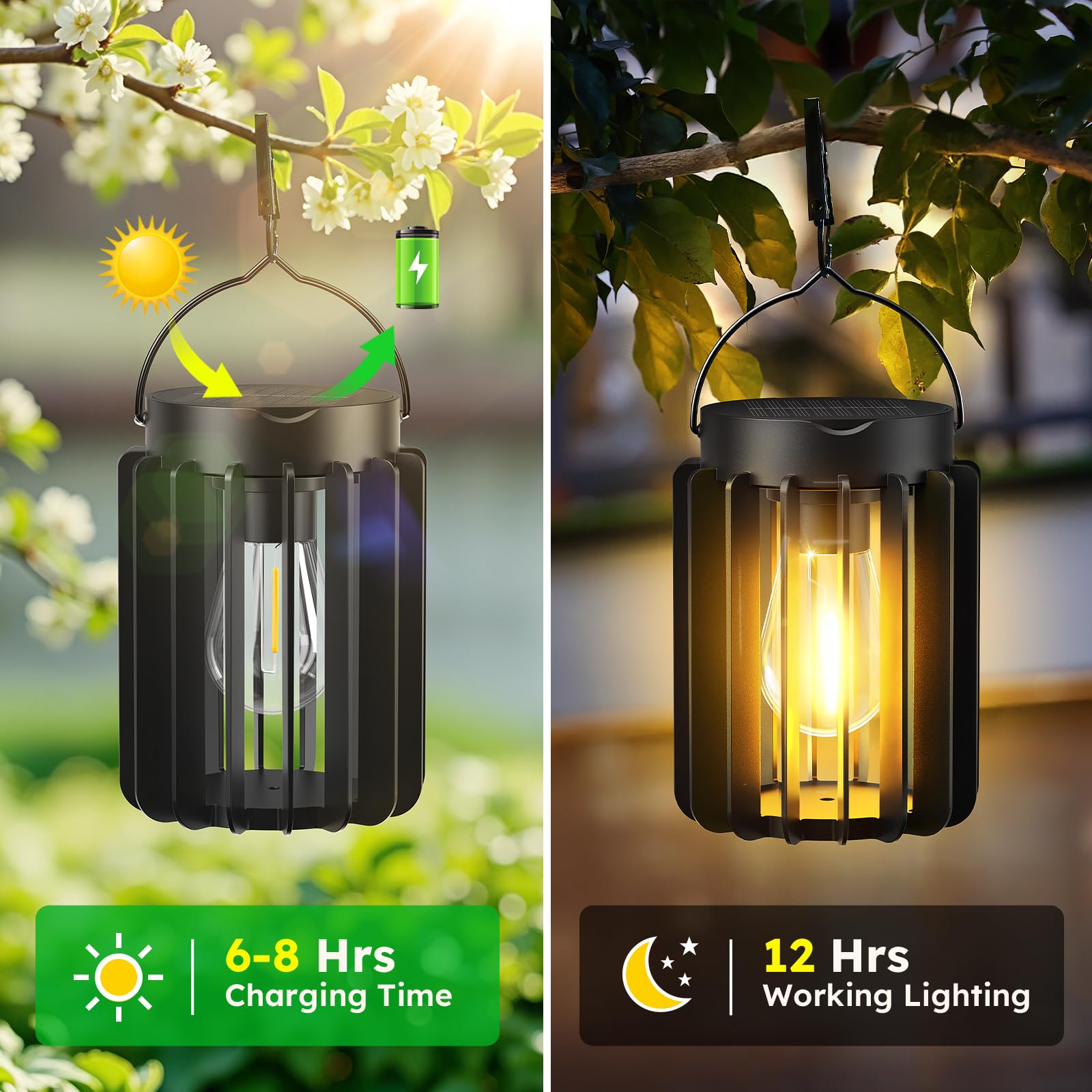 Ahaorigin Solar Lanterns Outdoor Waterproof  Brighter Up To 12 Hrs Outdoor Hanging Solar Lights  Outside Hanging Lanterns For Garden Porch Patio Yard Decor  Gifts For Women Mom Father Black  4 Pack