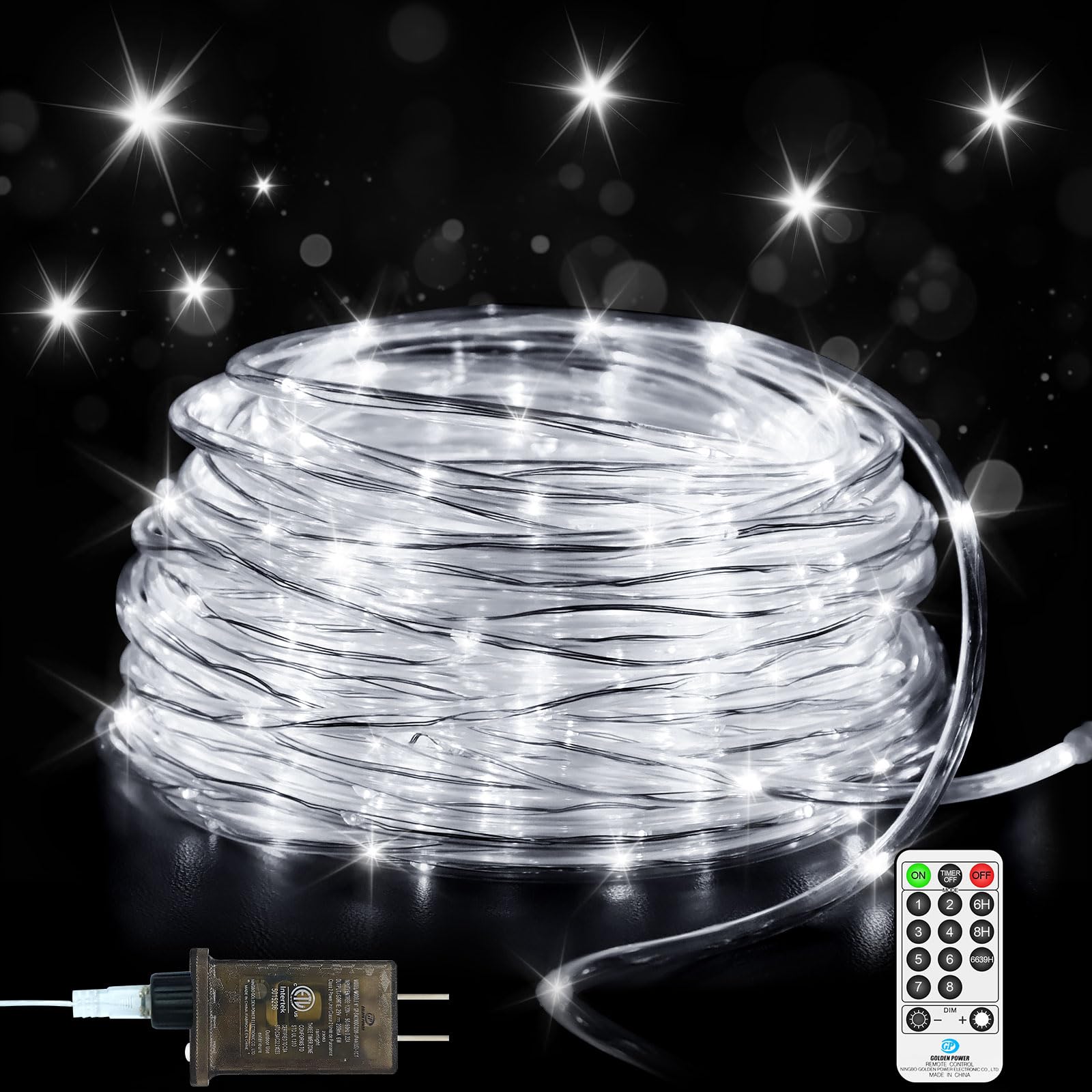 131FT Christmas Rope Lights Outdoor ,400 LED Rope Lights Indoor Plug in,8 Modes Tube Lights with Timer Remote Control,Fairy String Lights for Outside,Bedroom,Garden,Patio,Christmas Tree Decoration