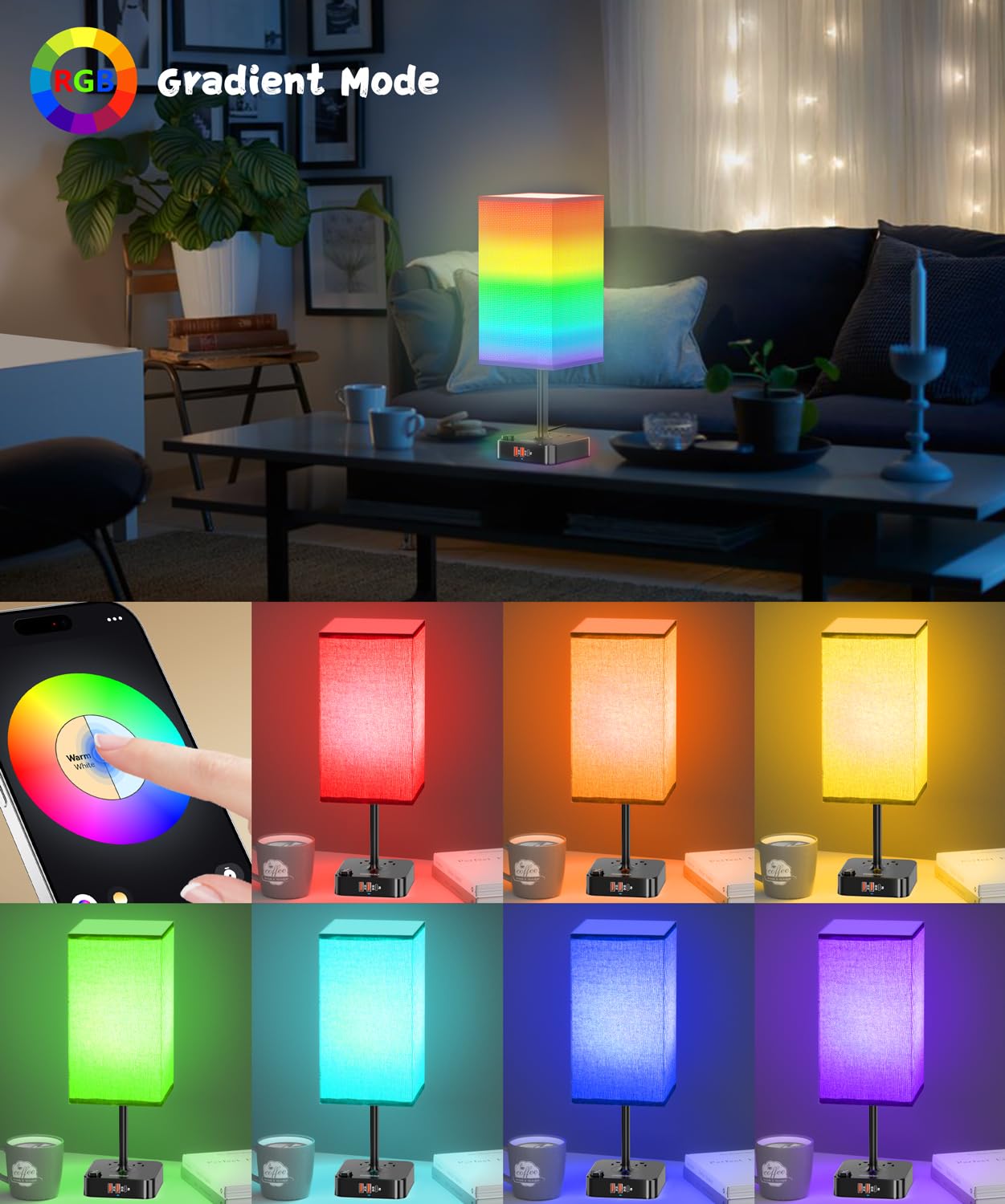 Smart Mood Lighting Rgb Color Changing Desk Lamp W/16 Million Hues Stepless Dimmable Warm-Cool White + Music Sync | Touch & App Control Bedside Nightstand Light For Gaming Home Office Bedtime Routines