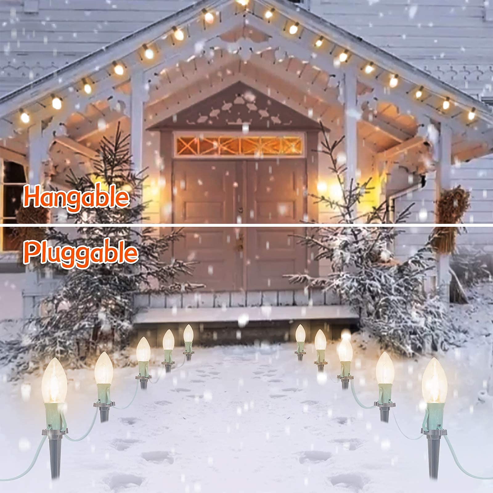 Christmas Pathway Lights Outdoor, 26 Ft Connectable C9 Led Christmas Lights Outdoor, Waterproof String Lights With 20 Led Lights