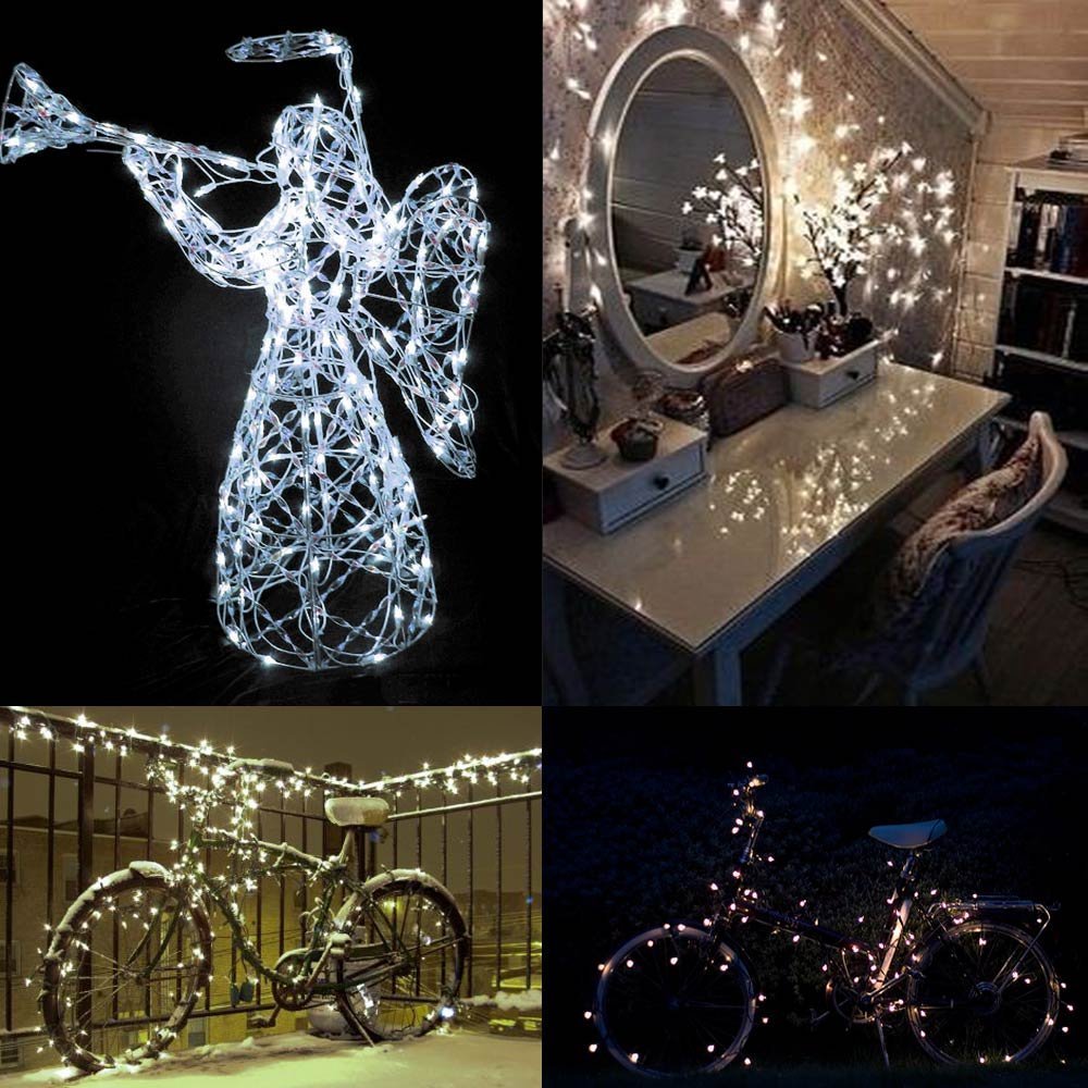 Lomotech Solar String Lights - 66ft 200LED Fairy Lights, Waterproof, 8 Modes, 2 Pack, White, Model LO-S100-001-2