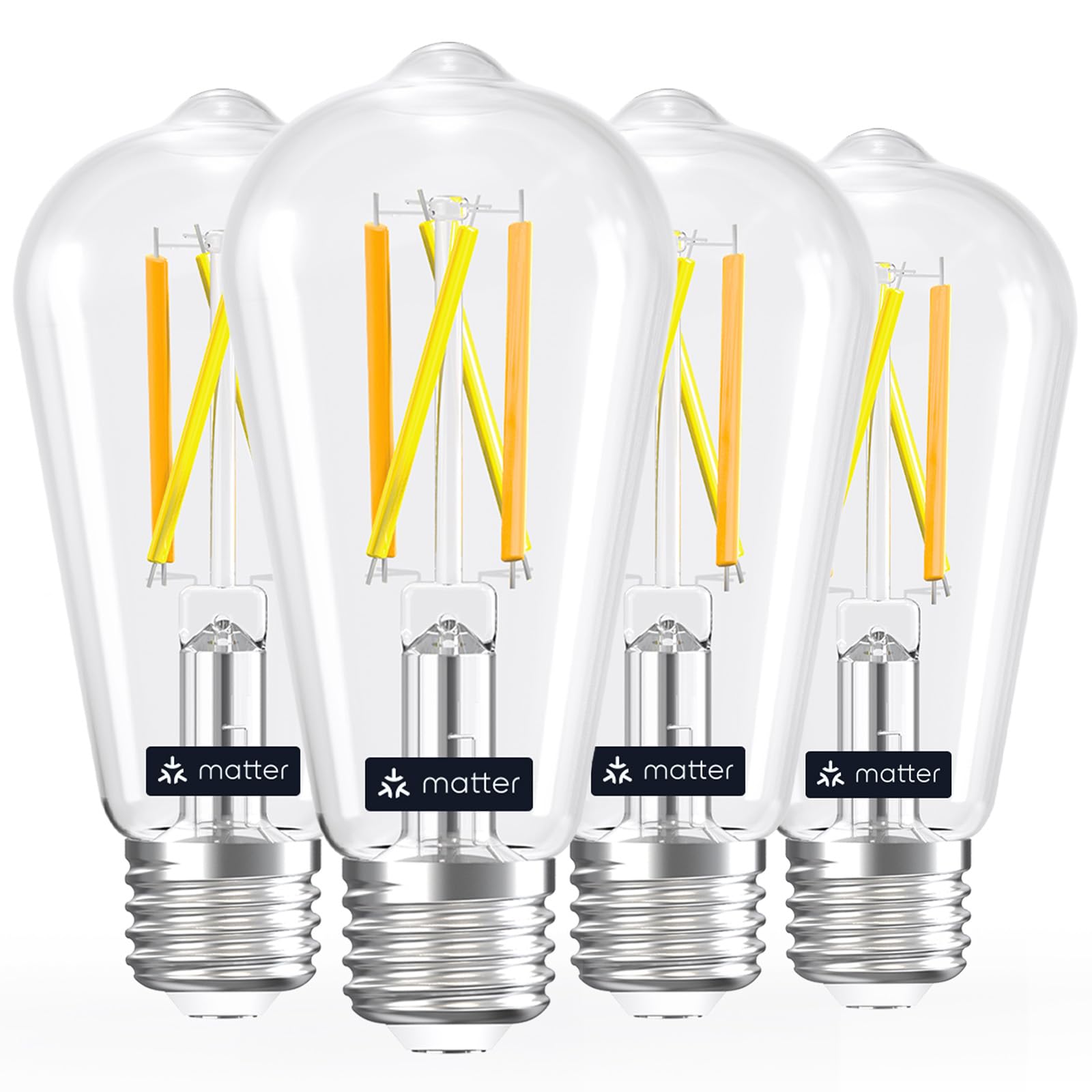 Linkind Smart Edison Light Bulbs, ST64, 8W 60W, 2700K-6500K, E26, Glass, 4 Pack