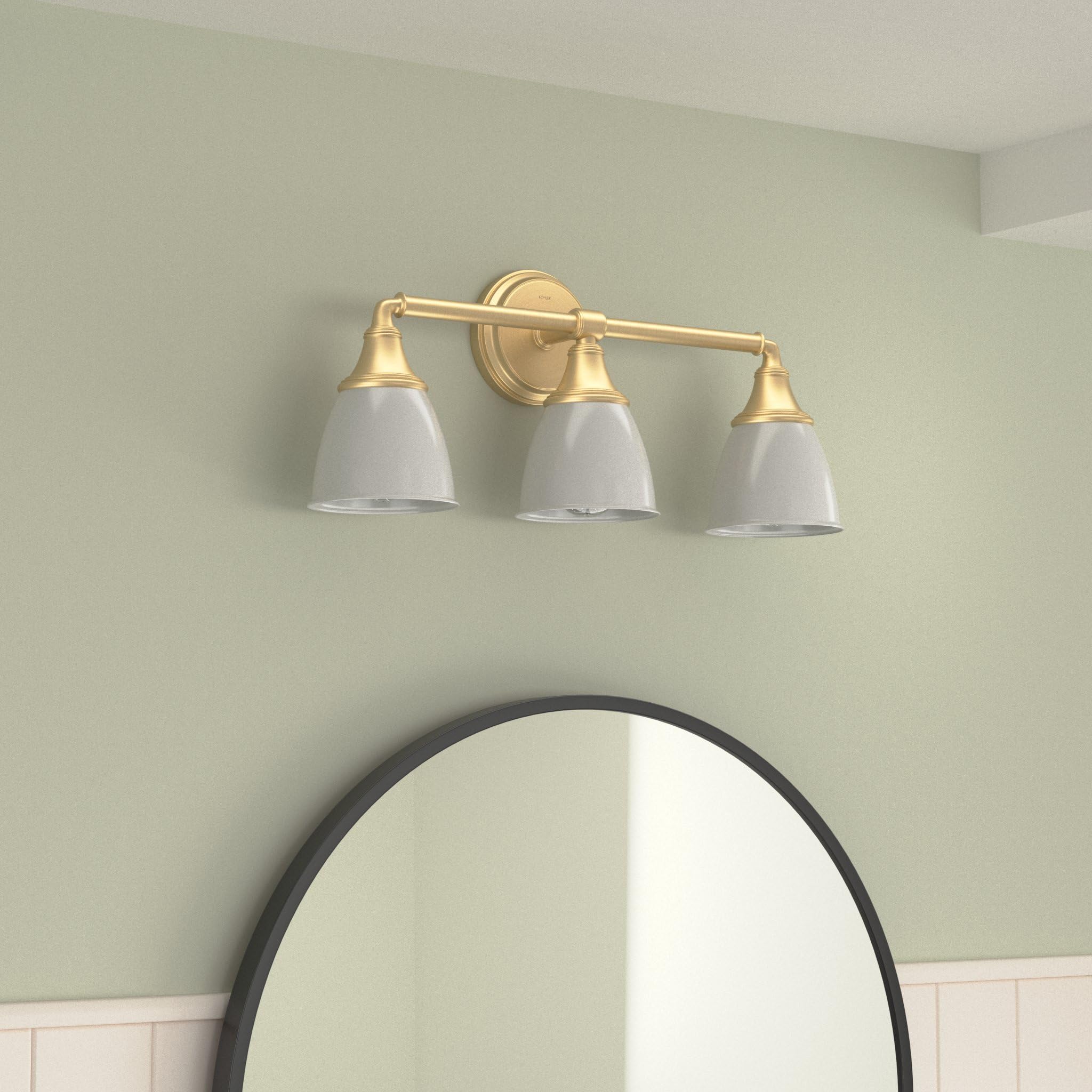 Kohler Devonshire Wall Sconce Lighting Fixture, 3 Light, Brushed Modern Brass, Model 10572-2GL, UL Listed, Up/Down Position