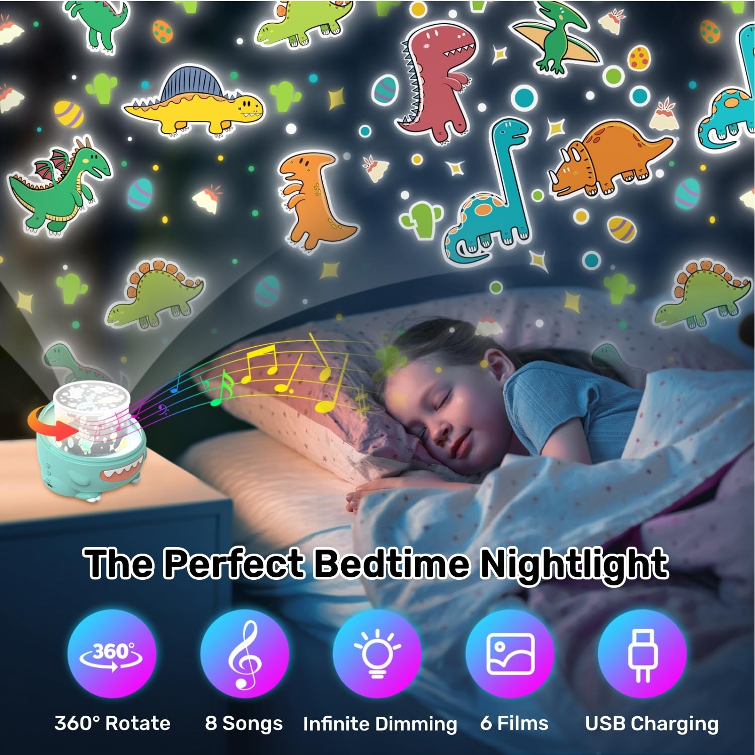 Star Projector Night Light For Kids, Stars For Ceiling Projector, Sky Light Toys For Boys Girls, Birthday Xmas Christmas Gifts For Baby Toddler Teens Children Kids Bedroom Decor (Pink Dinosaur)