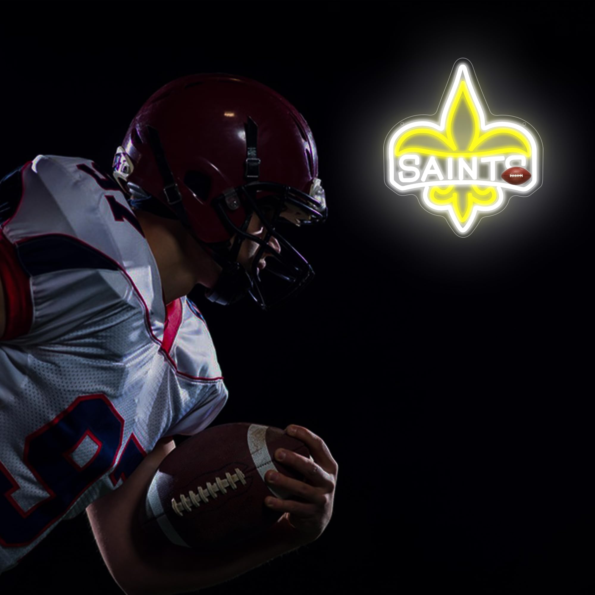 Football Neon Sign For Wall Decor Football Team Neon Sign For Man Cave Or Garage Decor Birthday Gifts For Men Yellow Led Light For Bedroom Bar Dorm Party Game Room Size 11.1 * 12.5In(Zyld291)