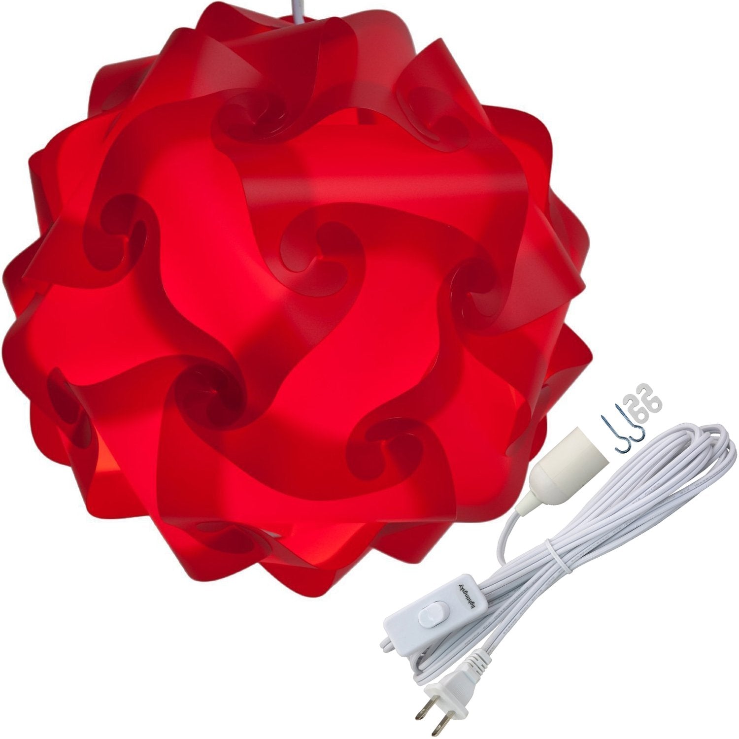 Lightingsky Diy Iq Jigsaw Puzzle Lamp Shade Ceiling Pendant Lampshade Kit With 15 Feet Hanging Cord (Red, M-10 Inch)