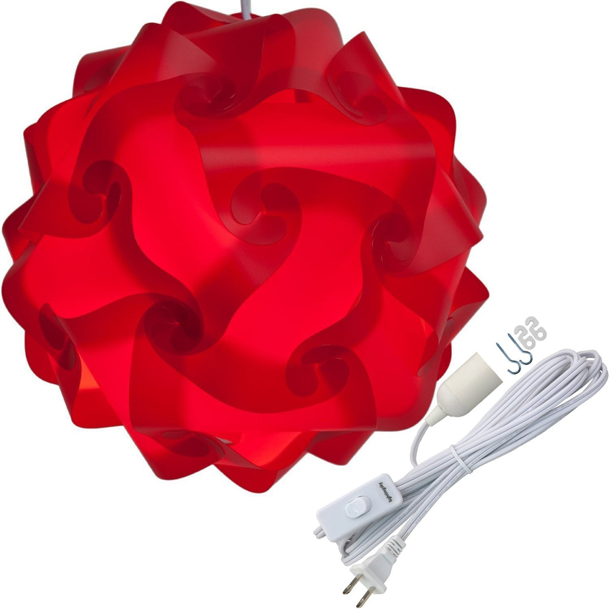 Lightingsky Diy Iq Jigsaw Puzzle Lamp Shade Ceiling Pendant Lampshade Kit With 15 Feet Hanging Cord (Red, M-10 Inch)
