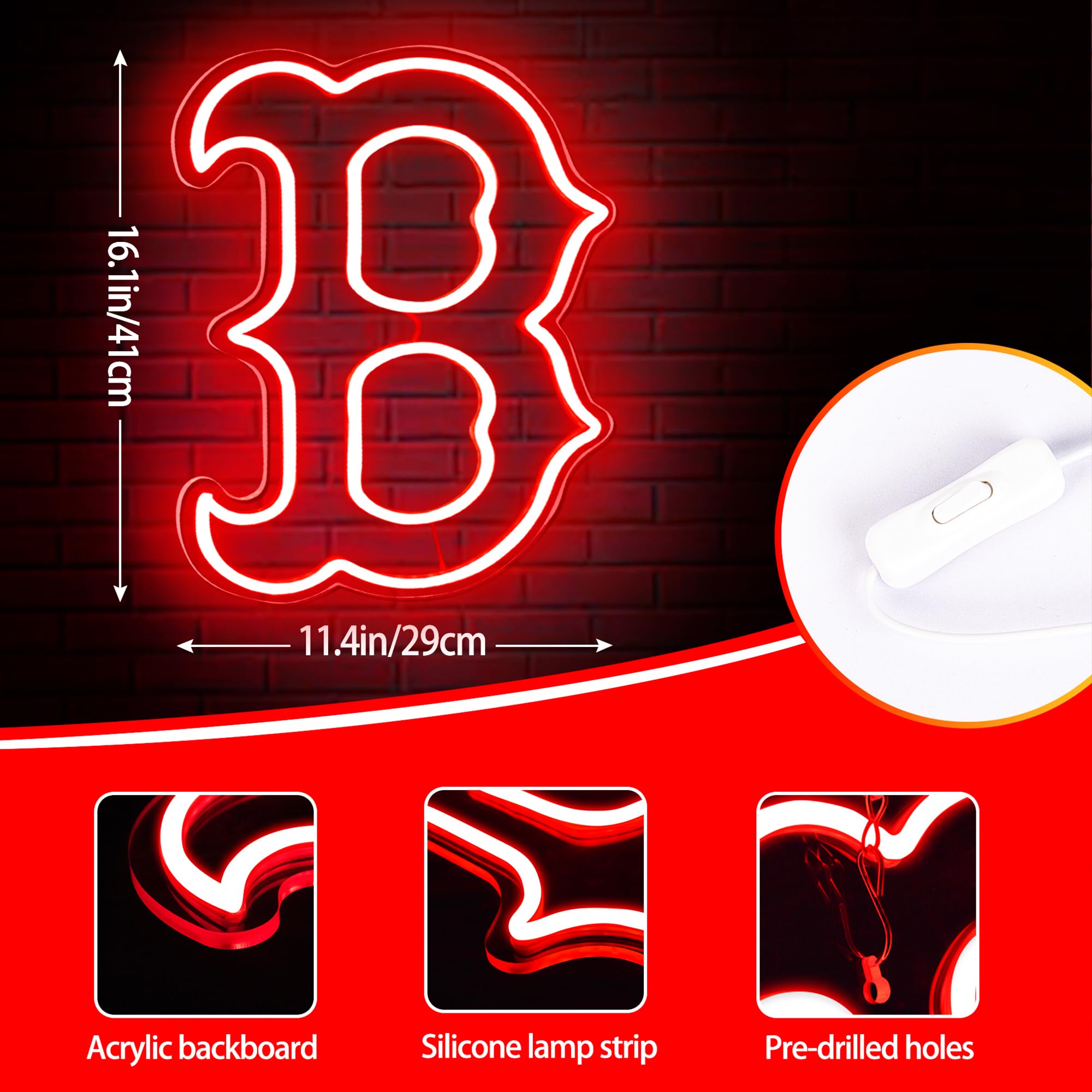 Baseball Neon Sign For Wall Decor Baseball Neon Light For Man Cave Or Garage Birthday Gifts For Men With Team Led Light Up Sign For Bar Party Dorm Office Wall Art Size16.1 * 11.4In(Zyld061)