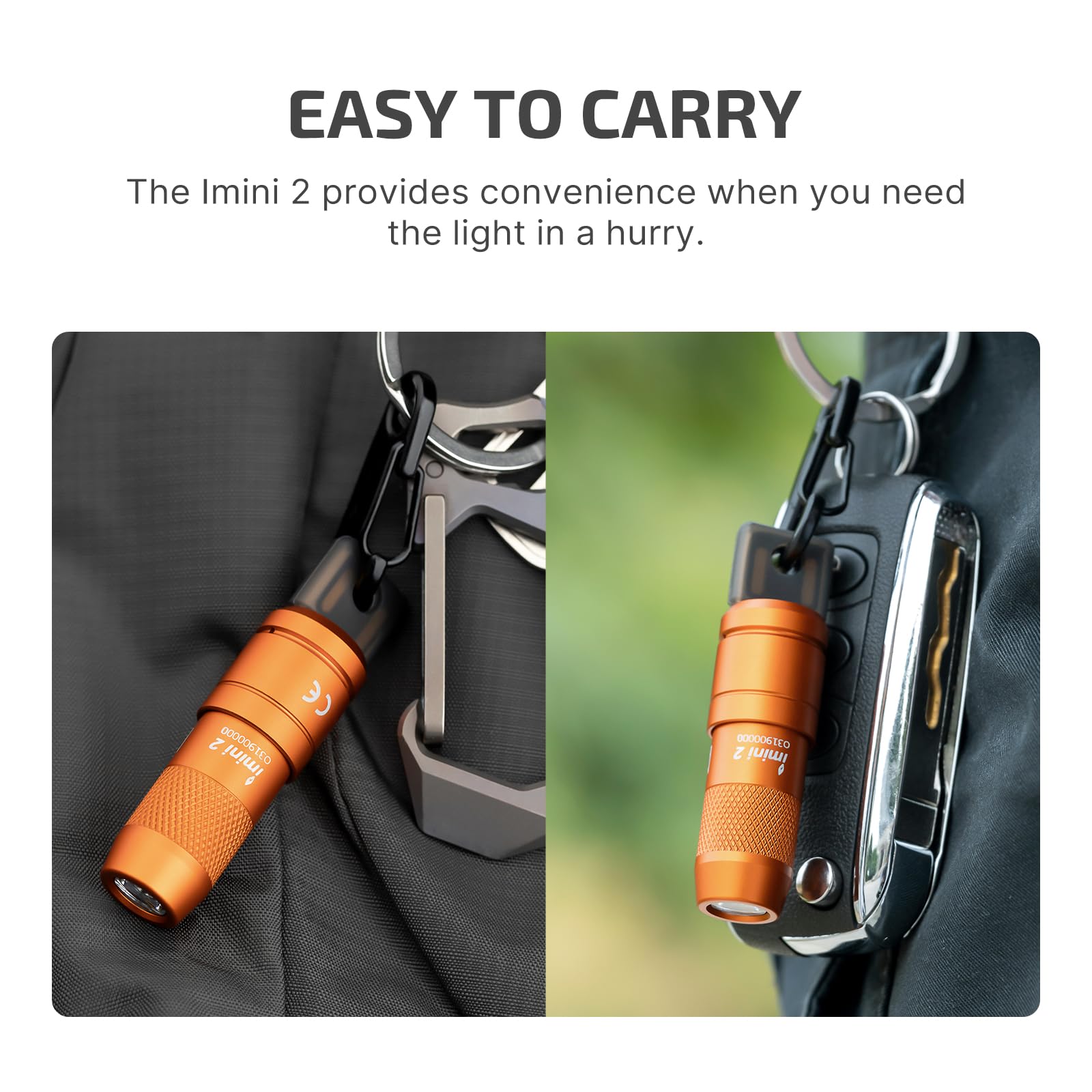 OLIGHT IMINI 2 EDC Rechargeable Keychain Flashlight - 50 Lumens Compact Mini LED Light, Portable, Orange, Ideal for Everyday Carry and Emergencies