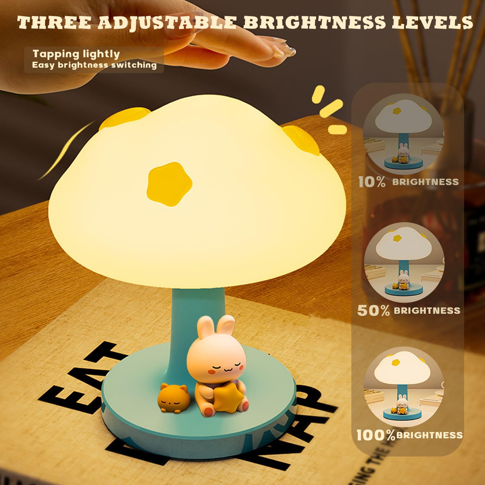 Cloud Bedside Lamp For Kids  Cute Silicone Portable Touch Lamp With 3-Levels Brightness  Rechargeable Night Light For Bedroom ChildrenS Room  Dimmable Led Table Lamp Gift For Kids Boys Girls (Blue)