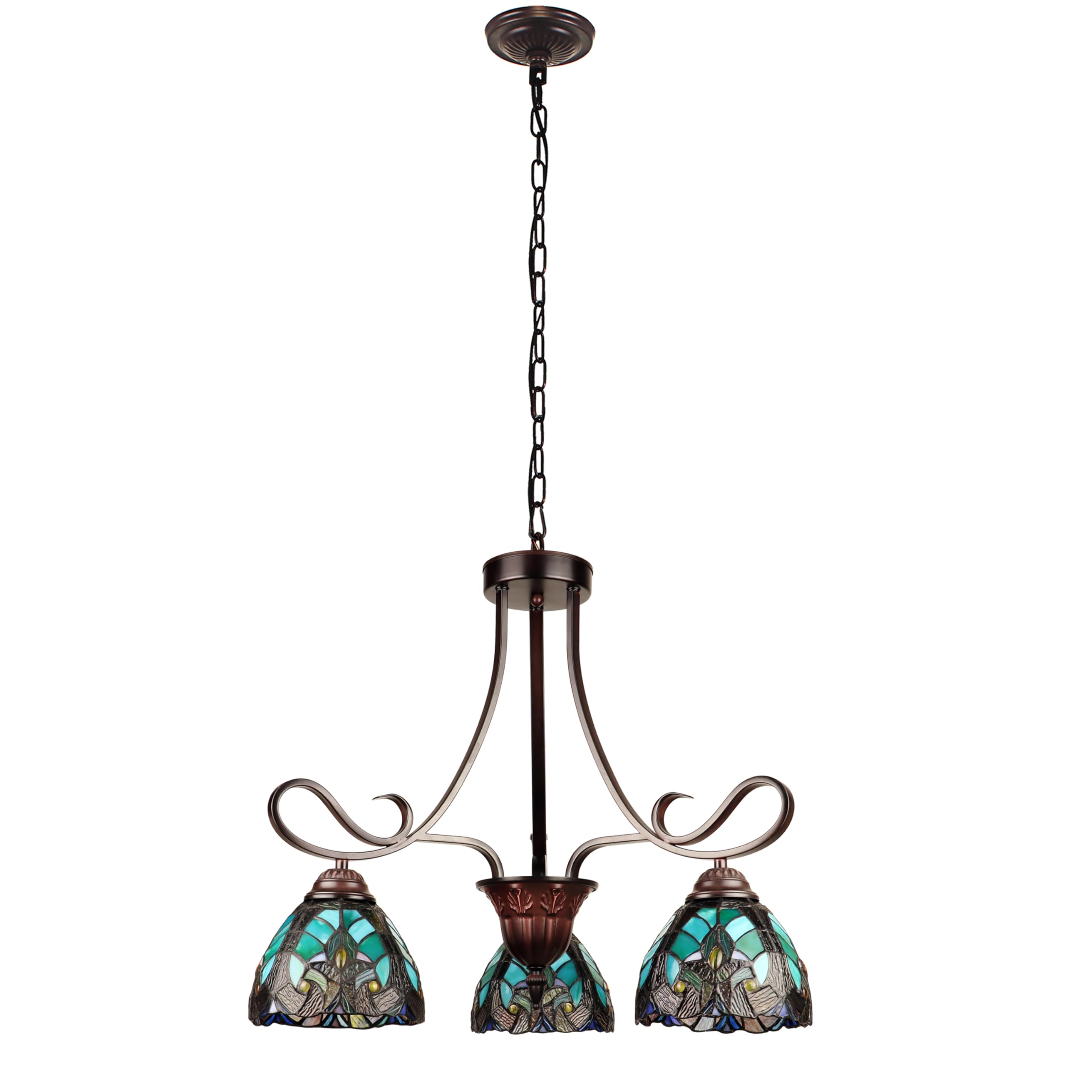 Chloe Lighting Mini Chandelier, Victorian-Style, 3-Light, Antique Dark Bronze Finish, 25in Wide, Multicolor, Model CH18780VG25-DD3