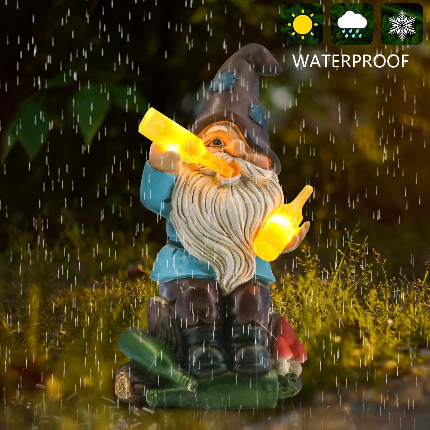 Dkjocky Solar Garden Gnome - Funny Outdoor Decor With Led Lights, Large Resin Gift For Women