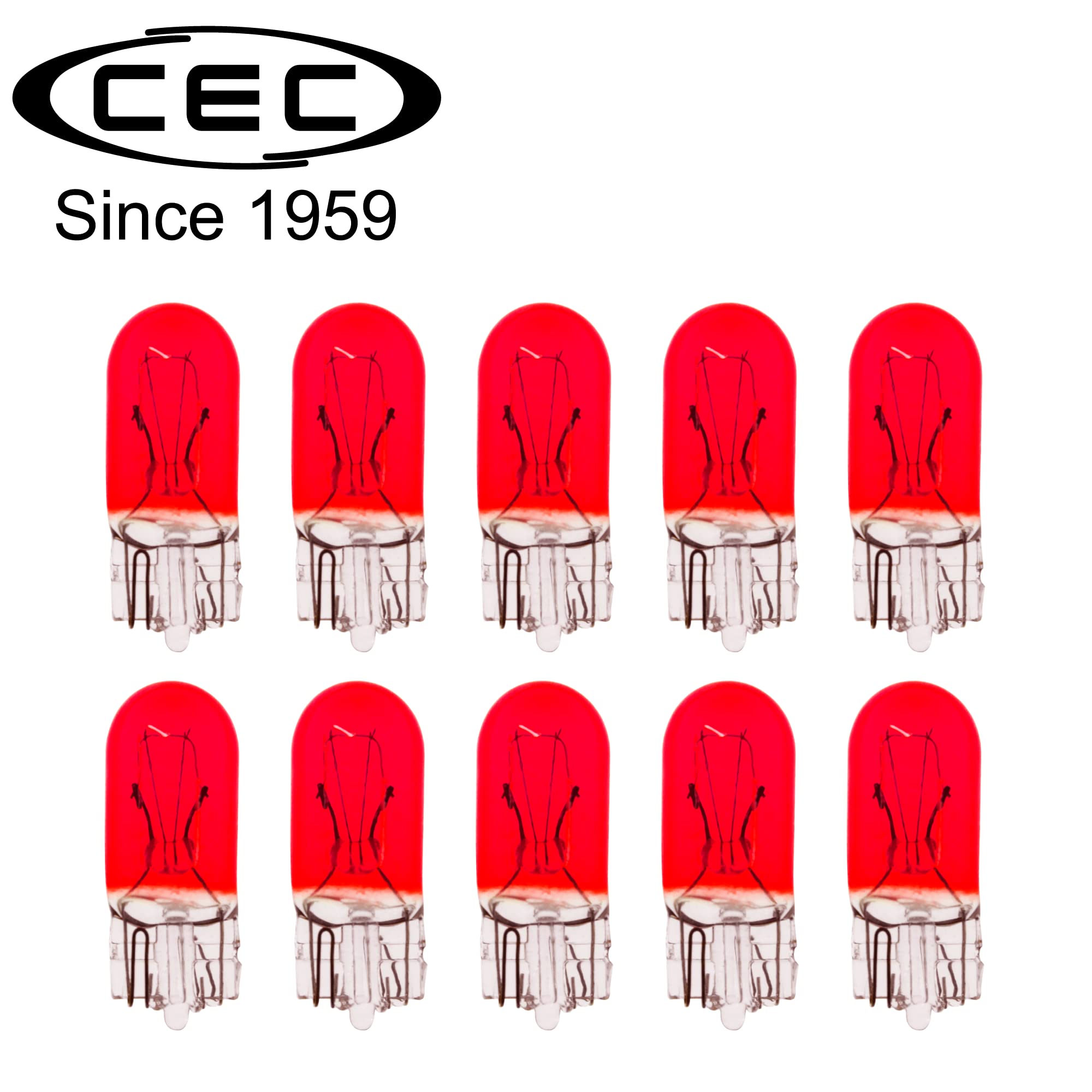 Cec Industries 194R Red Color 14V, 3.78W, 0.27A, T3.25 Miniature Light Bulbs (Box Of 10)