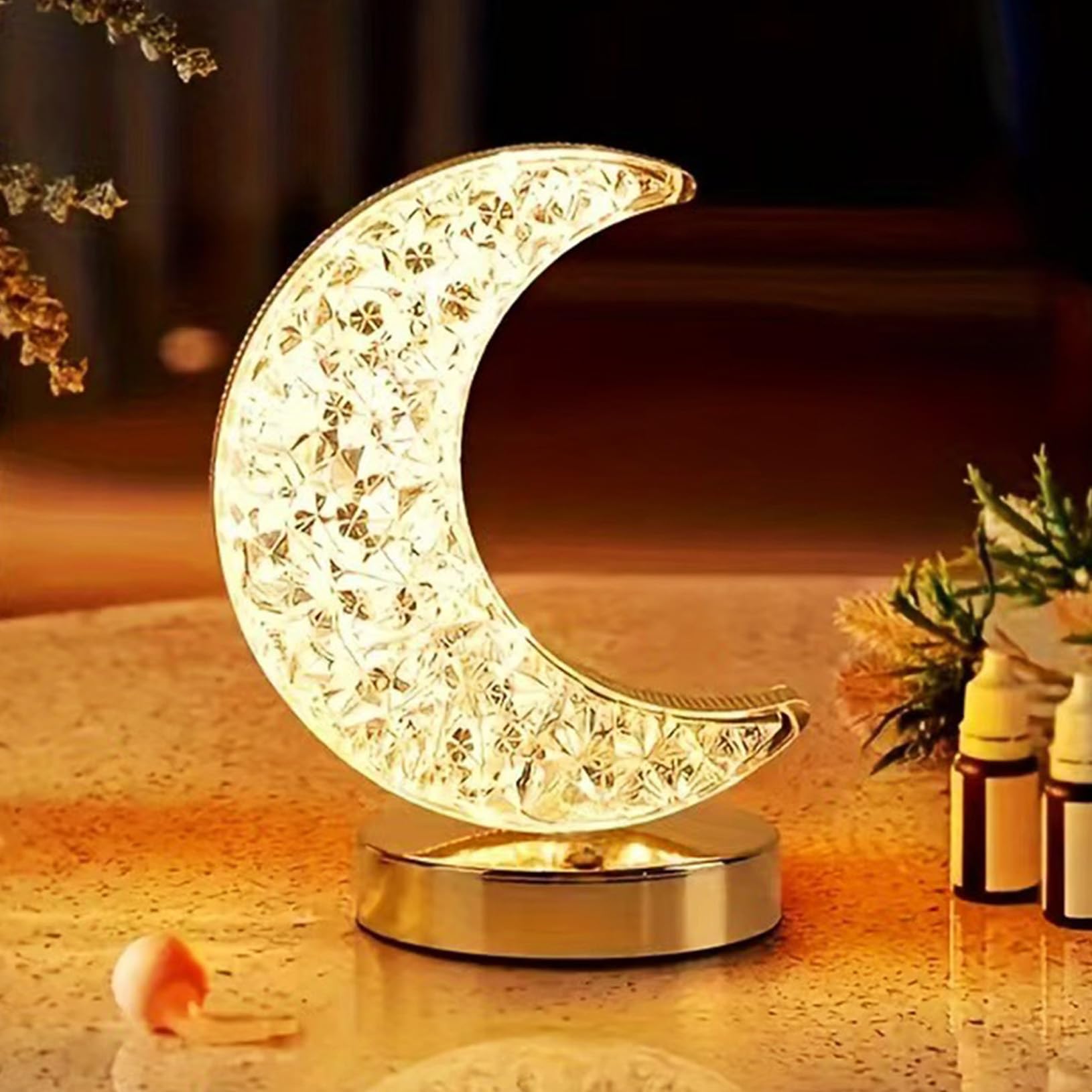 Yinhamnl Moon Lamp, 3 Colors Stepless Dimmable Table Lamp, Touch Control Moon Light, Usb Rechargeable Beside Lamp, Cute Night Li
