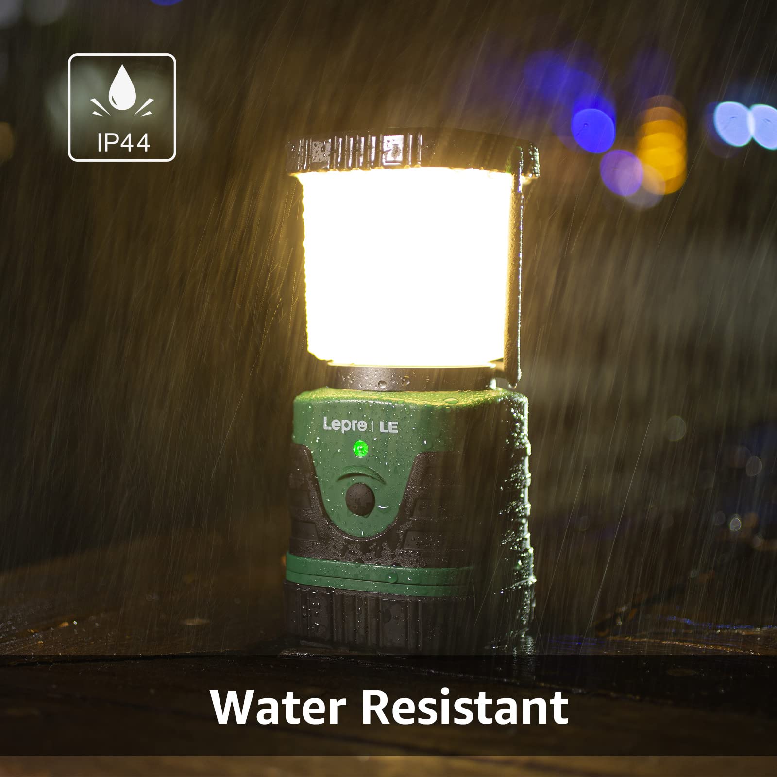 Lighting EVER LED Camping Lantern 1000LM, 4 Light Modes, Rechargeable, IP44 Waterproof, Green/Black, Model 3300008-2